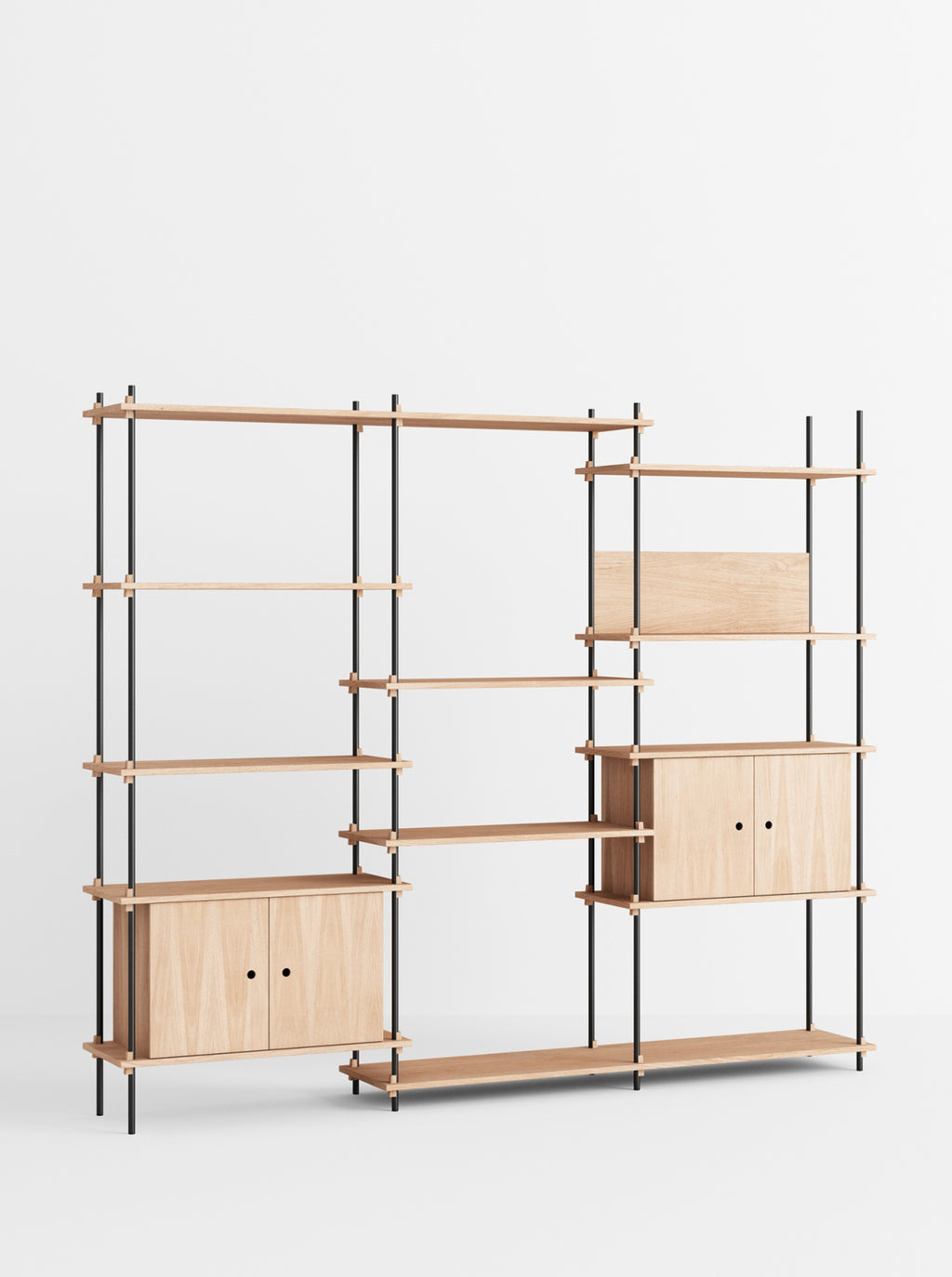 Moebe Shelving Set S.200.3.b, Oak Shelves, Black Legs (fsc Mix Credit)