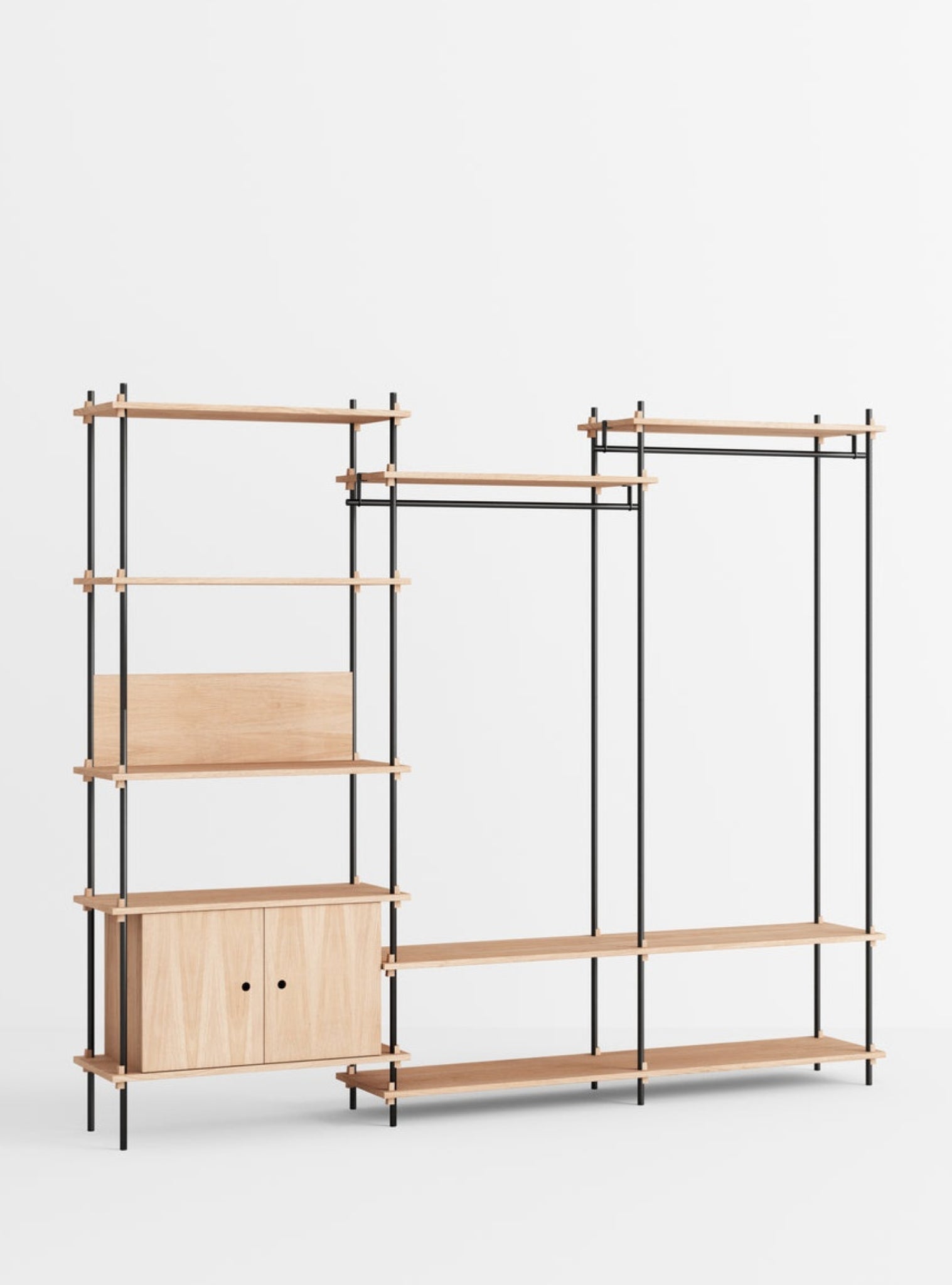 Moebe Shelving Set S.200.3.c, Oak Shelves, Black Legs (fsc Mix Credit)
