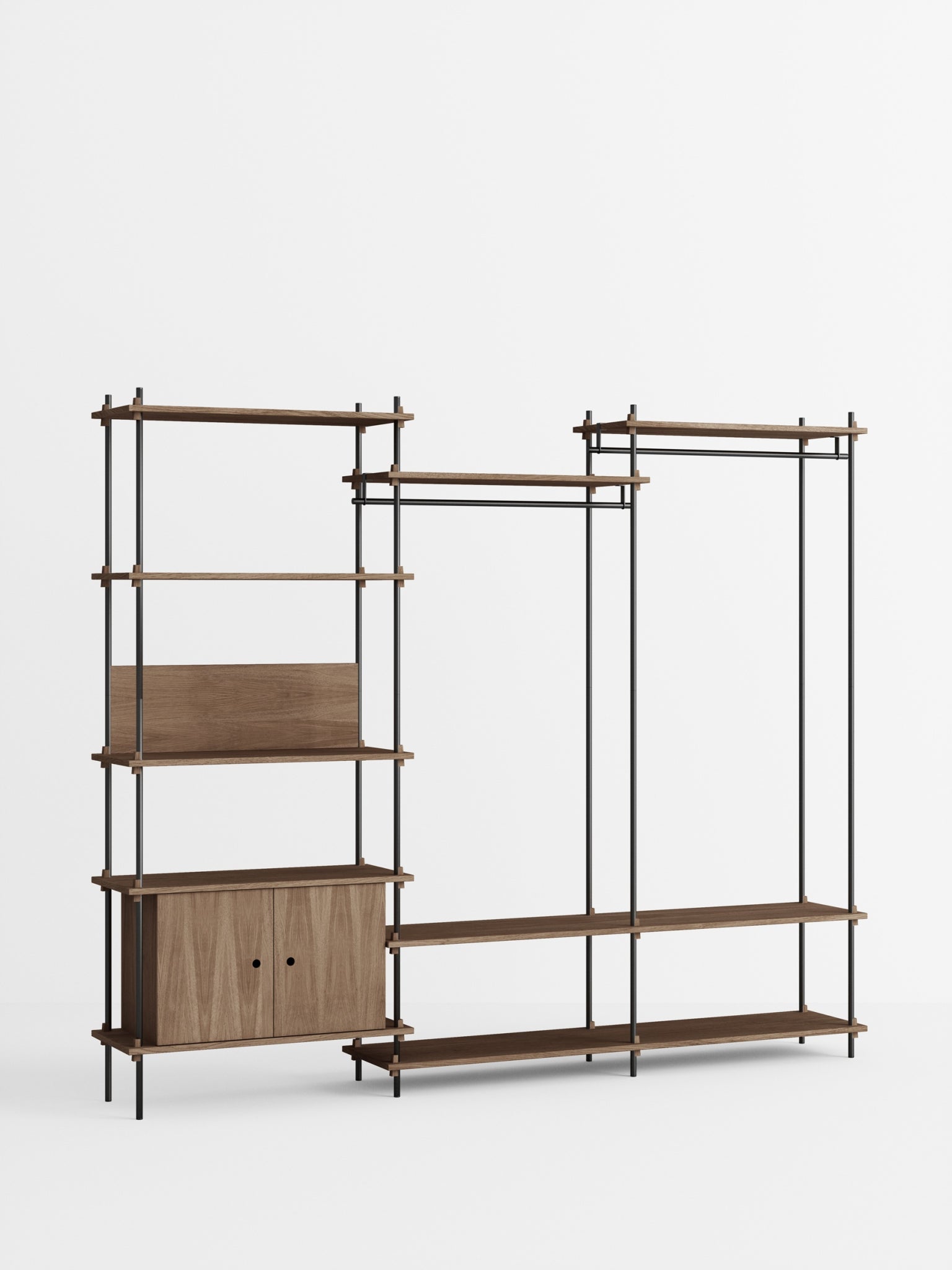 Moebe Shelving Set S.200.3.c, Smoked Oak Shelves, Black Legs (fsc Mix Credit)