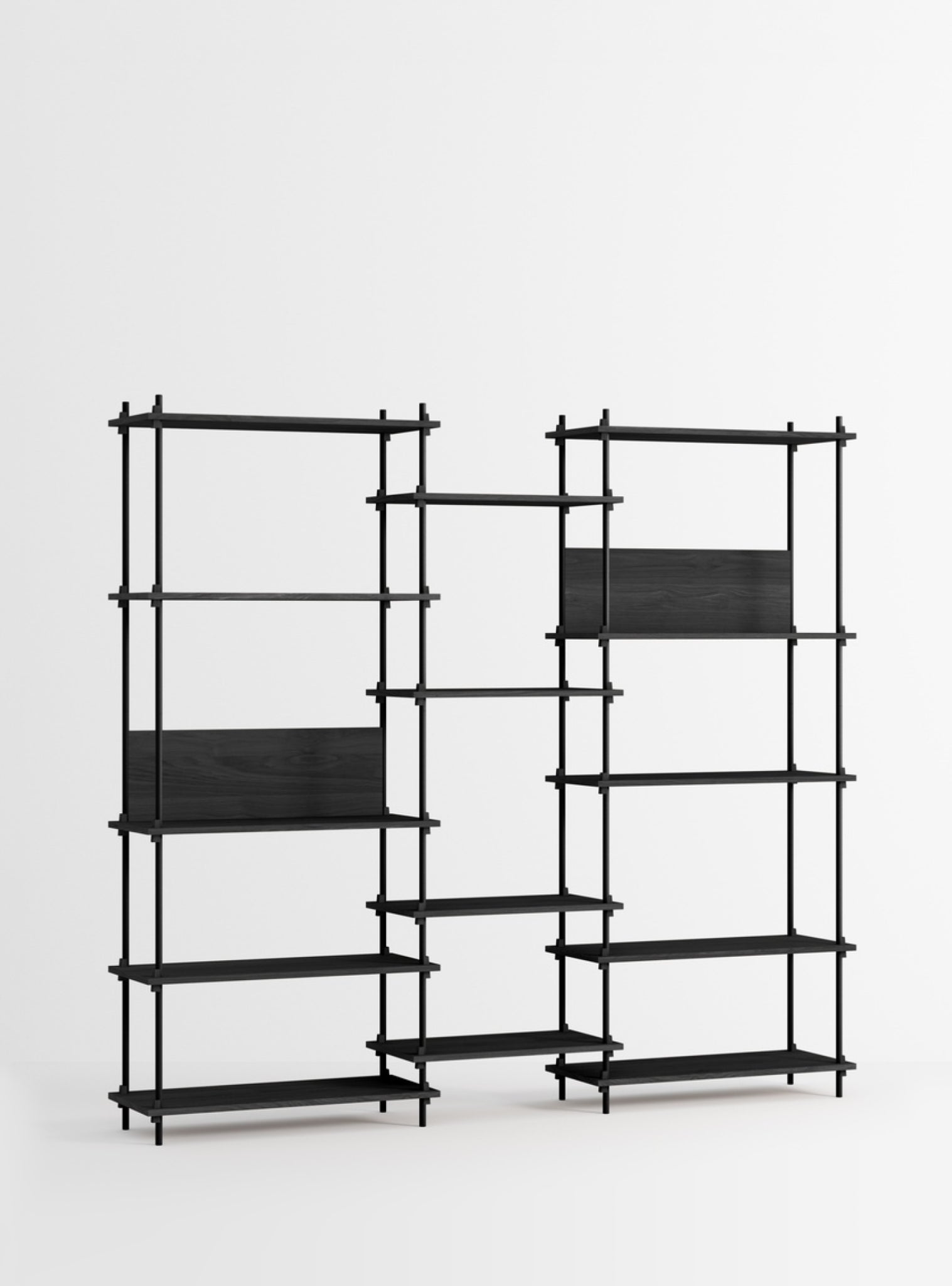 Moebe Shelving Set S.200.3.e, Black Shelves, Black Legs (fsc Mix Credit)