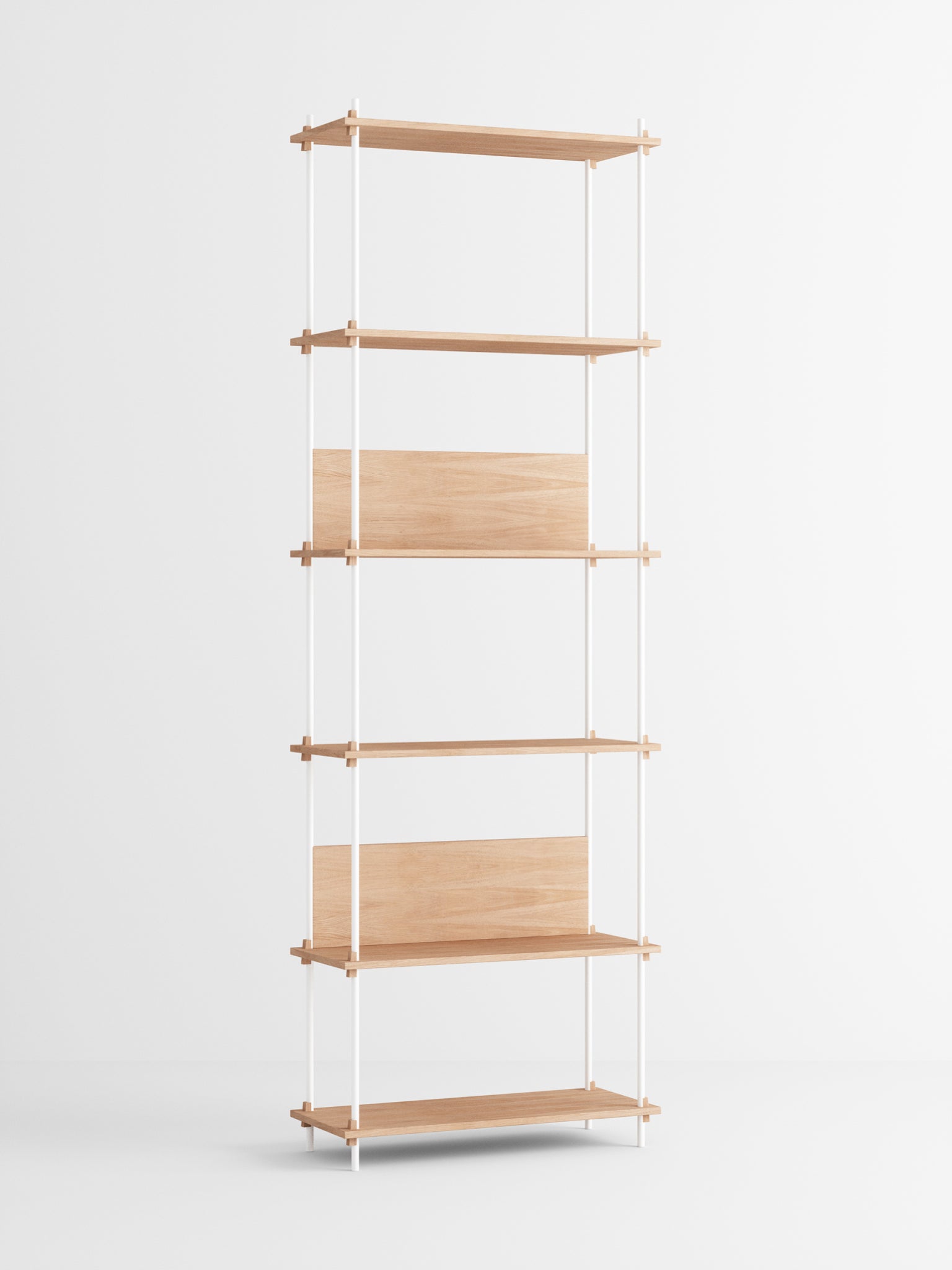 Moebe Shelving Set S.255.1.a, Oak Shelves, White Legs (fsc Mix Credit)