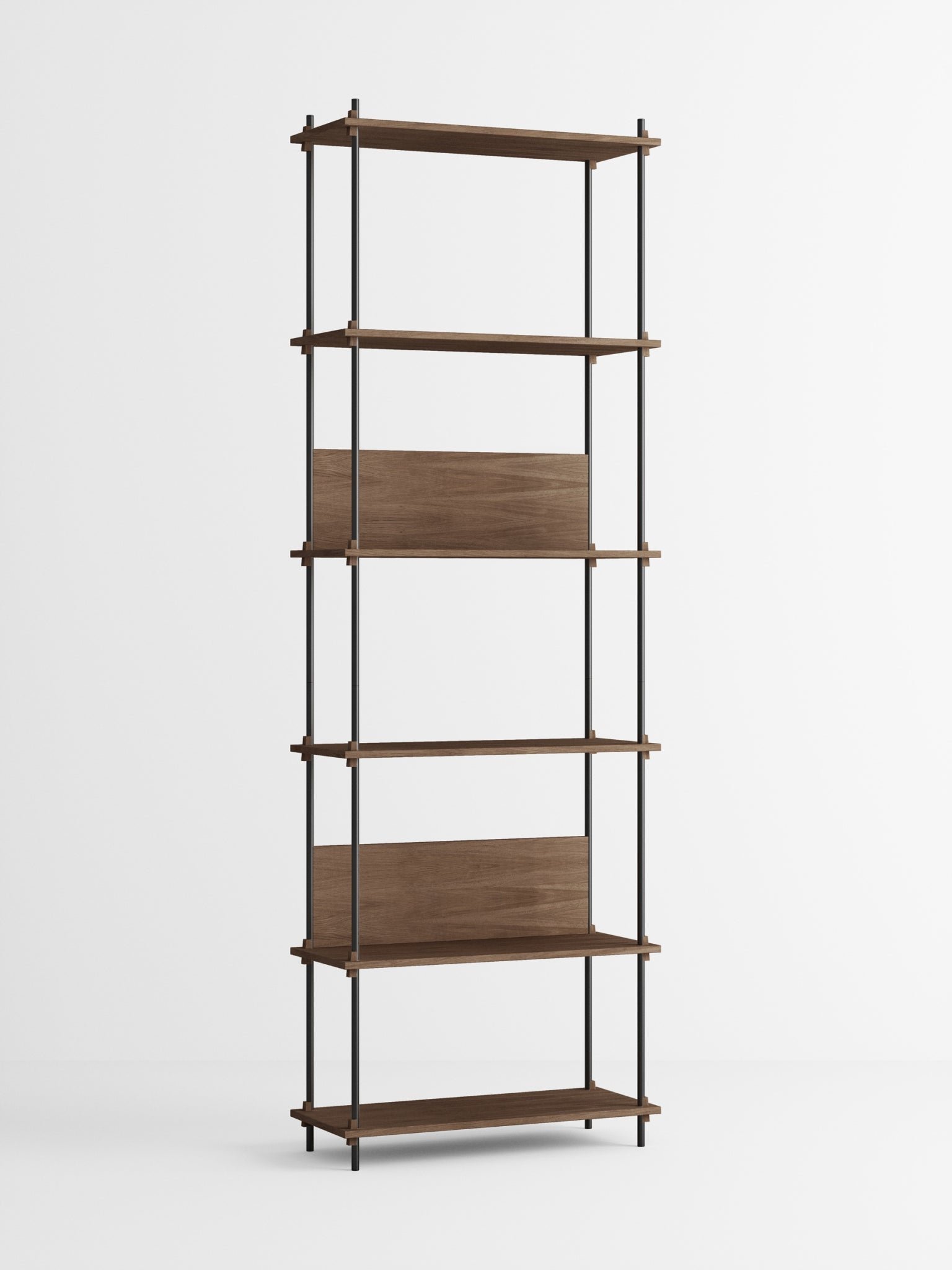 Moebe Shelving Set S.255.1.a, Smoked Oak Shelves, Black Legs (fsc Mix Credit)