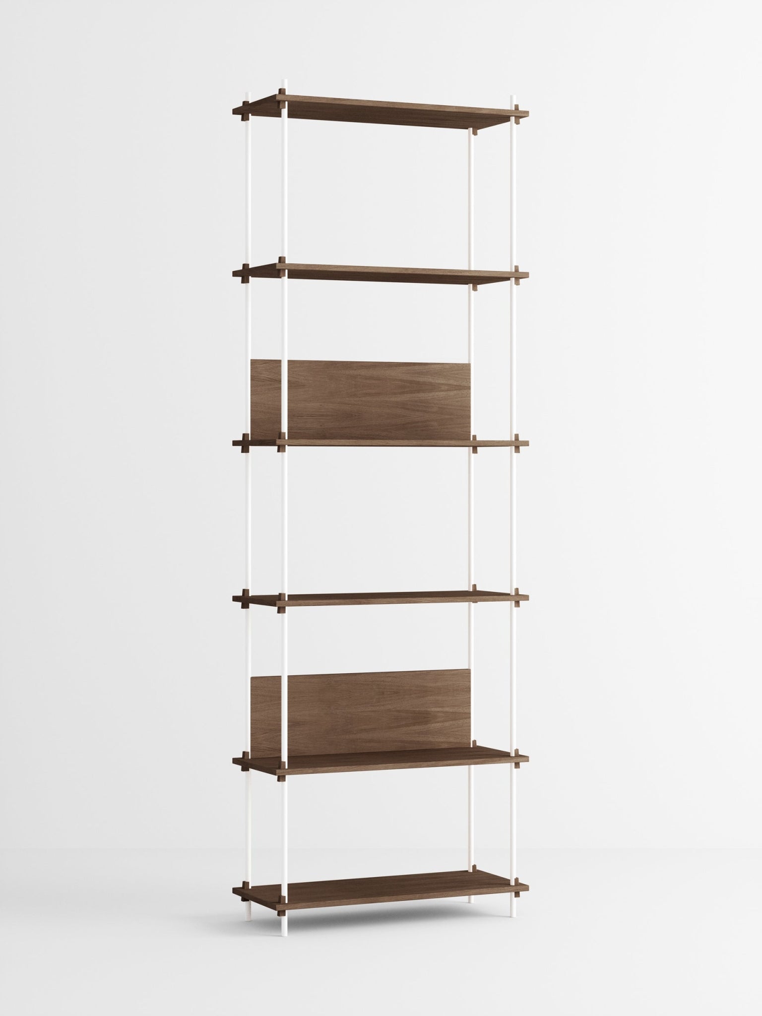 Moebe Shelving Set S.255.1.a, Smoked Oak Shelves, White Legs (fsc Mix Credit)