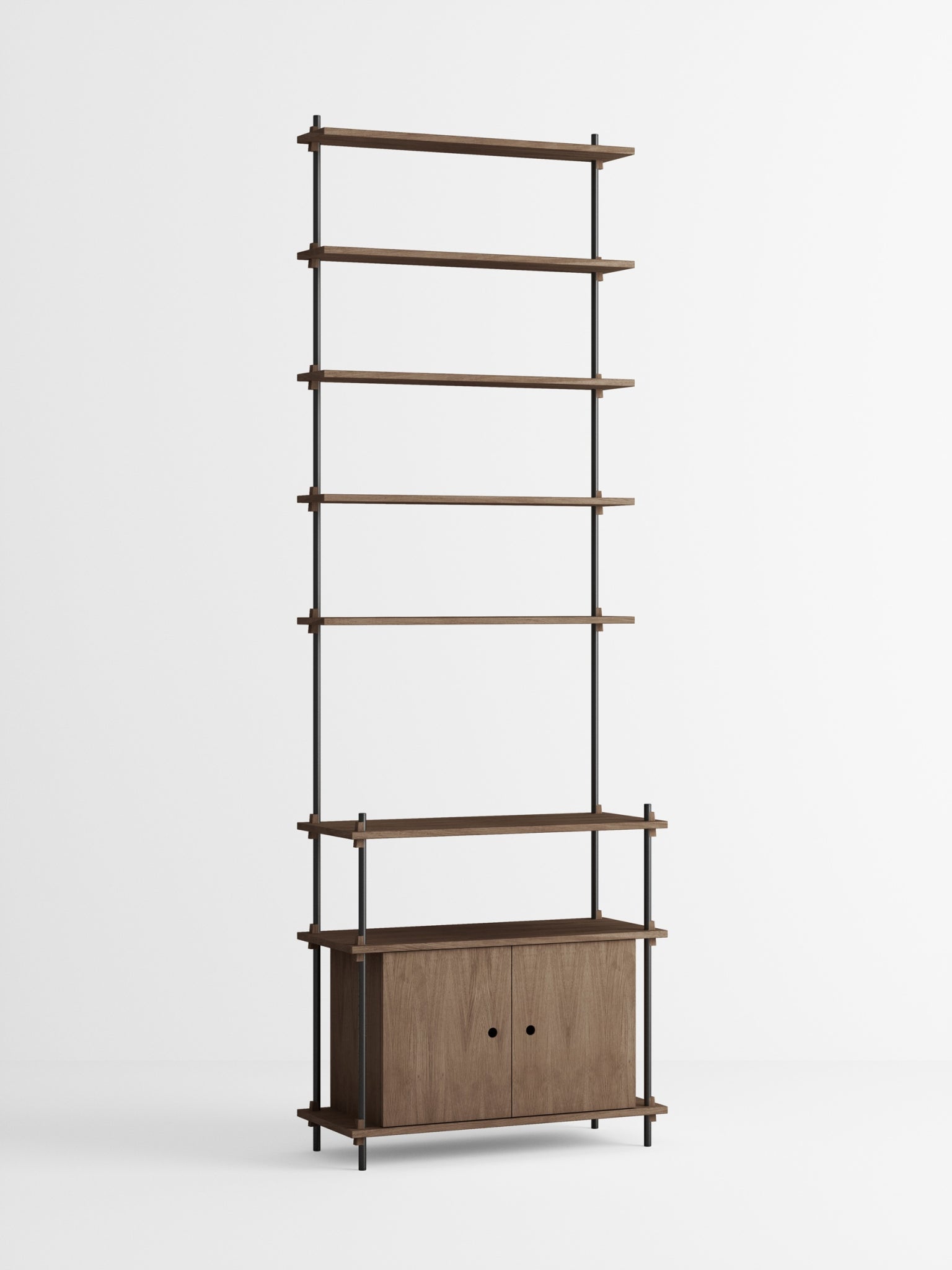 Moebe Shelving Set S.255.1.c, Smoked Oak Shelves, Black Legs (fsc Mix Credit)