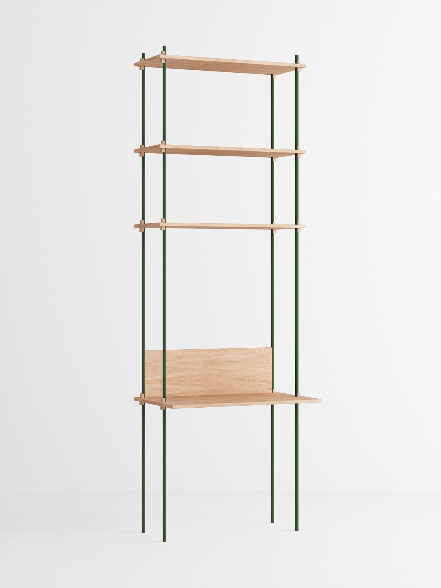 Moebe Shelving Set S.255.1.d, Oak Shelves, Pine Green Legs (fsc Mix Credit)