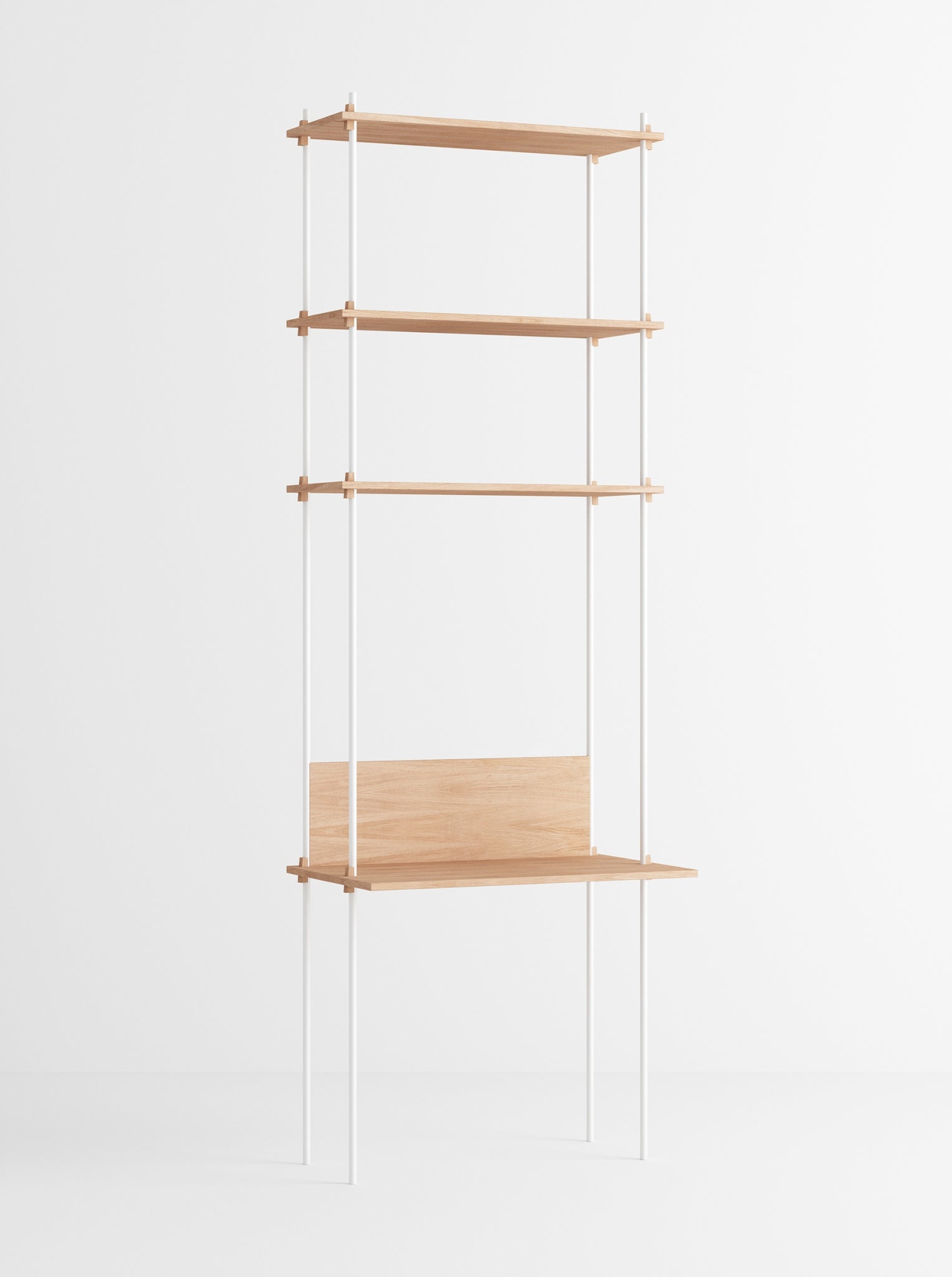 Moebe Shelving Set S.255.1.d, Oak Shelves, White Legs (fsc Mix Credit)