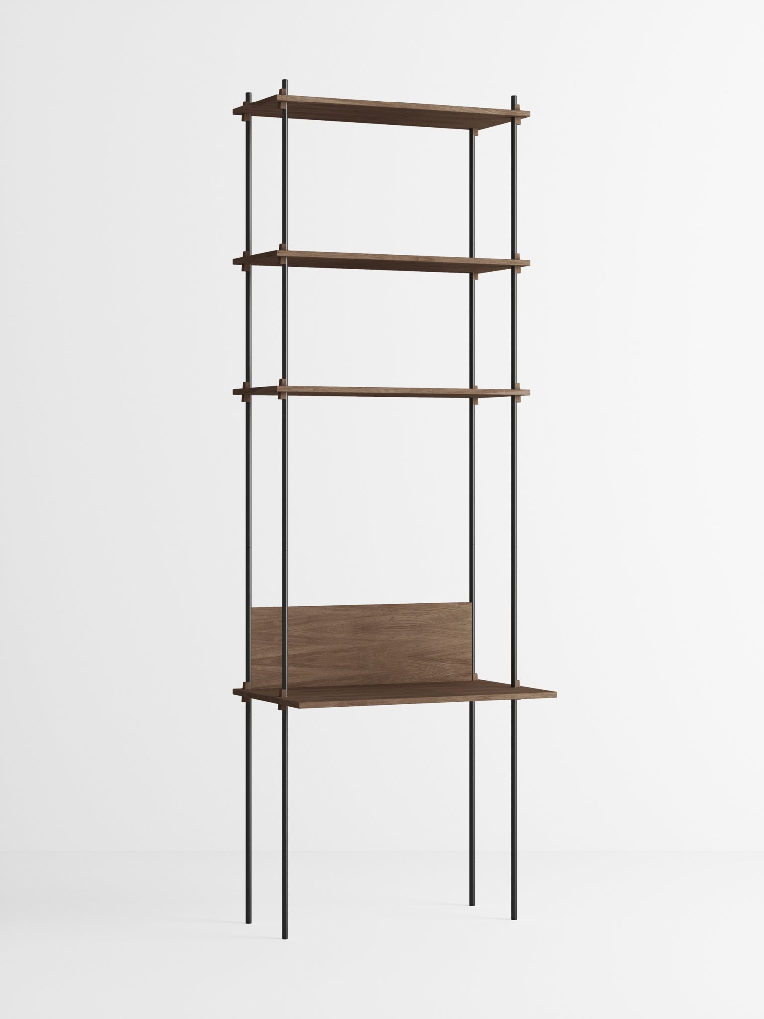 Moebe Shelving Set S.255.1.d, Smoked Oak Shelves, Black Legs (fsc Mix Credit)