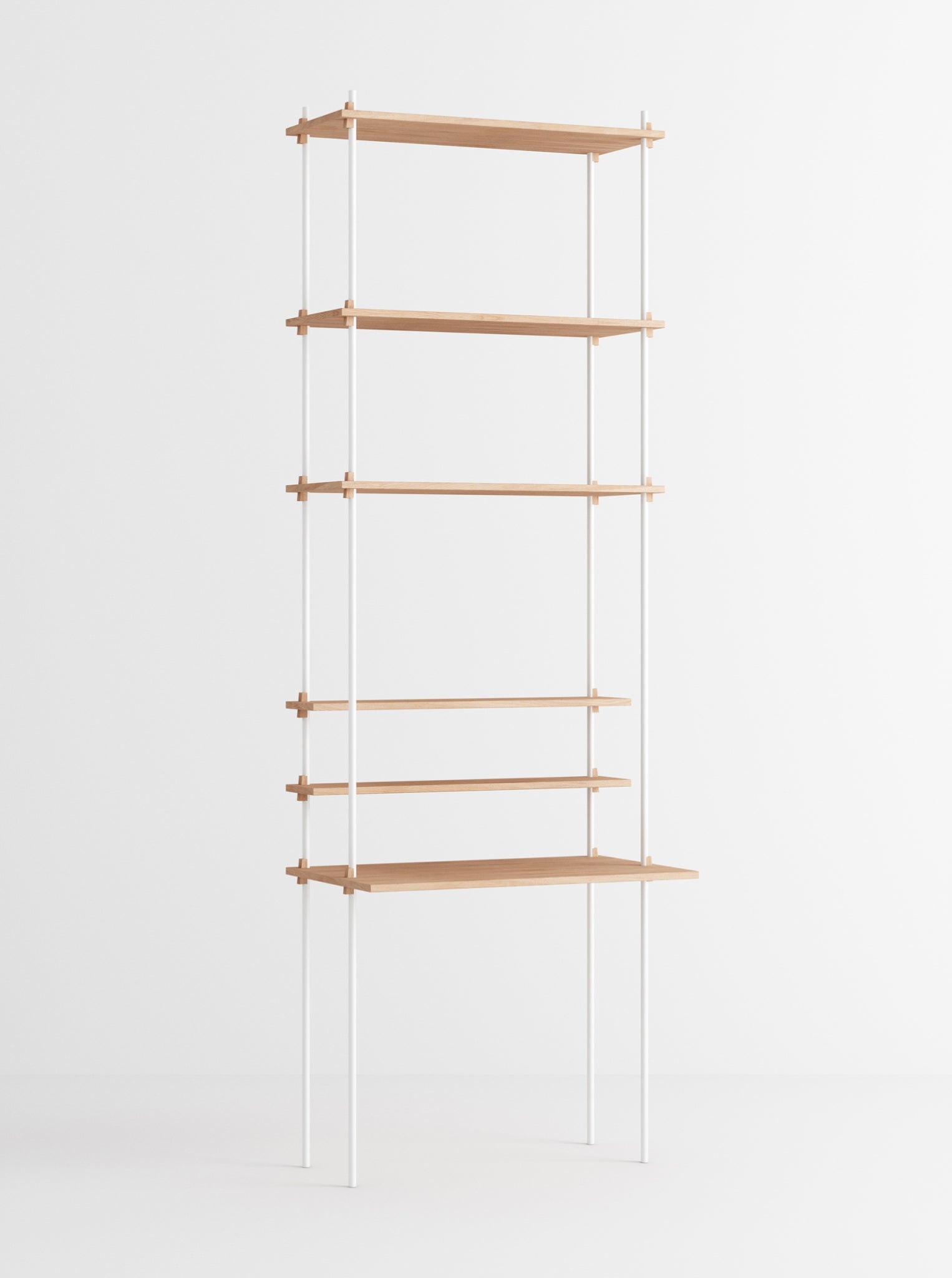 Moebe Shelving Set S.255.1.e, Oak Shelves, White Legs (fsc Mix Credit)