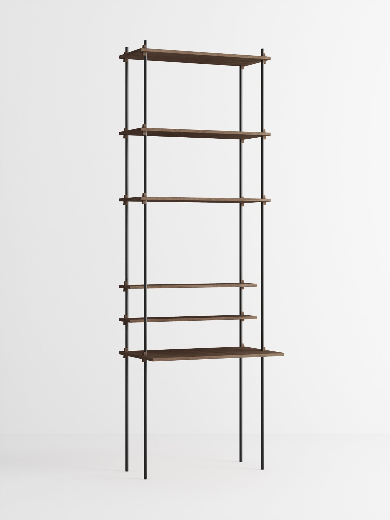 Moebe Shelving Set S.255.1.e, Smoked Oak Shelves, Black Legs (fsc Mix Credit)