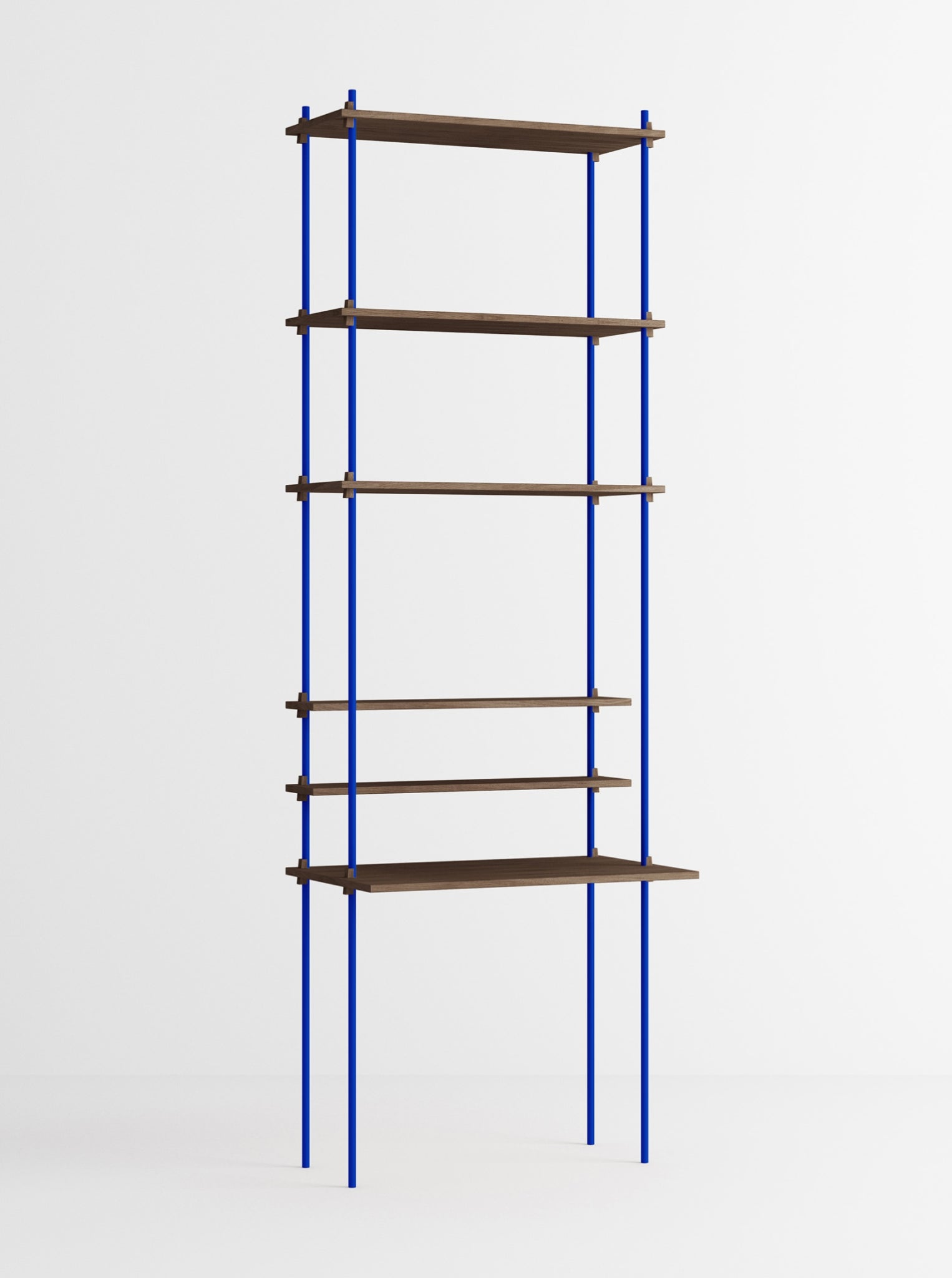 Moebe Shelving Set S.255.1.e, Smoked Oak Shelves, Deep Blue Legs (fsc Mix Credit)