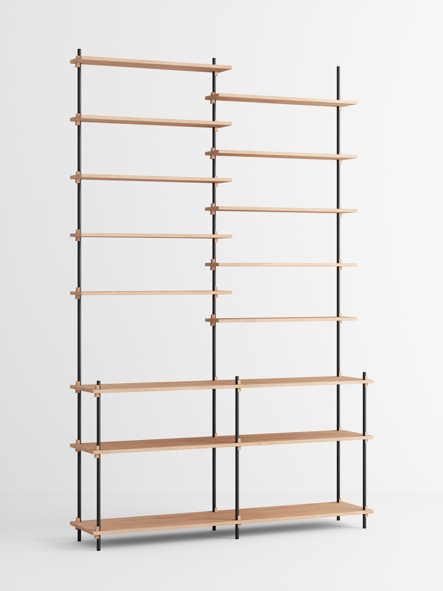 Moebe Shelving Set S.255.2.d, Oak Shelves, Black Legs (fsc Mix Credit)