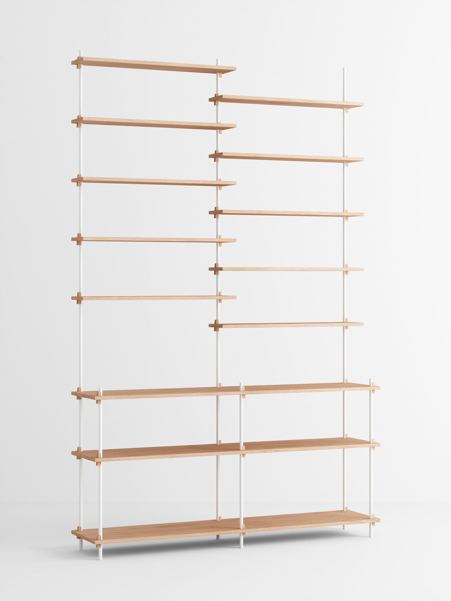 Moebe Shelving Set S.255.2.d, Oak Shelves, White Legs (fsc Mix Credit)