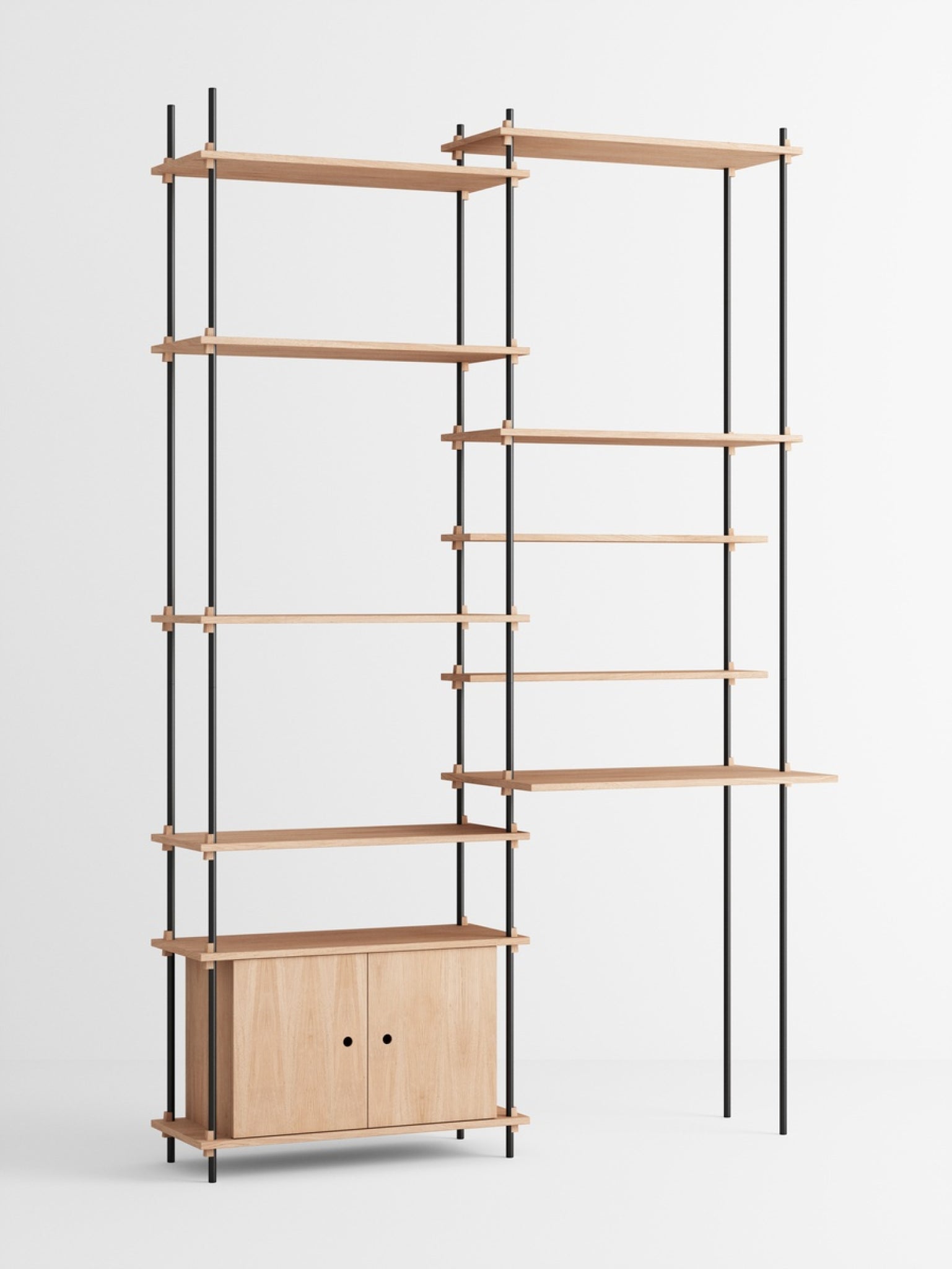 Moebe Shelving Set S.255.2.f, Oak Shelves, Black Legs (fsc Mix Credit)