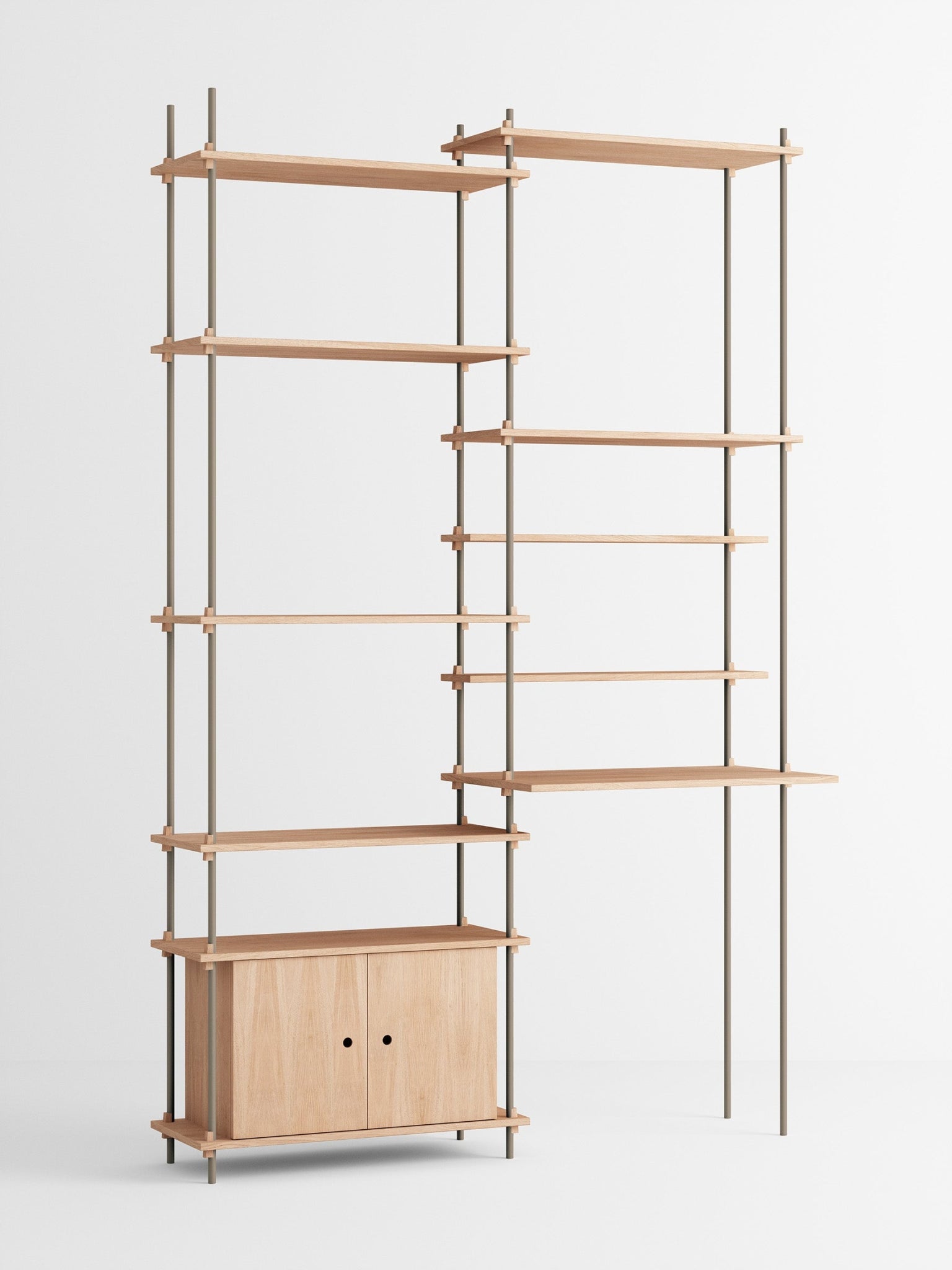 Moebe Shelving Set S.255.2.f, Oak Shelves, Warm Grey Legs (fsc Mix Credit)