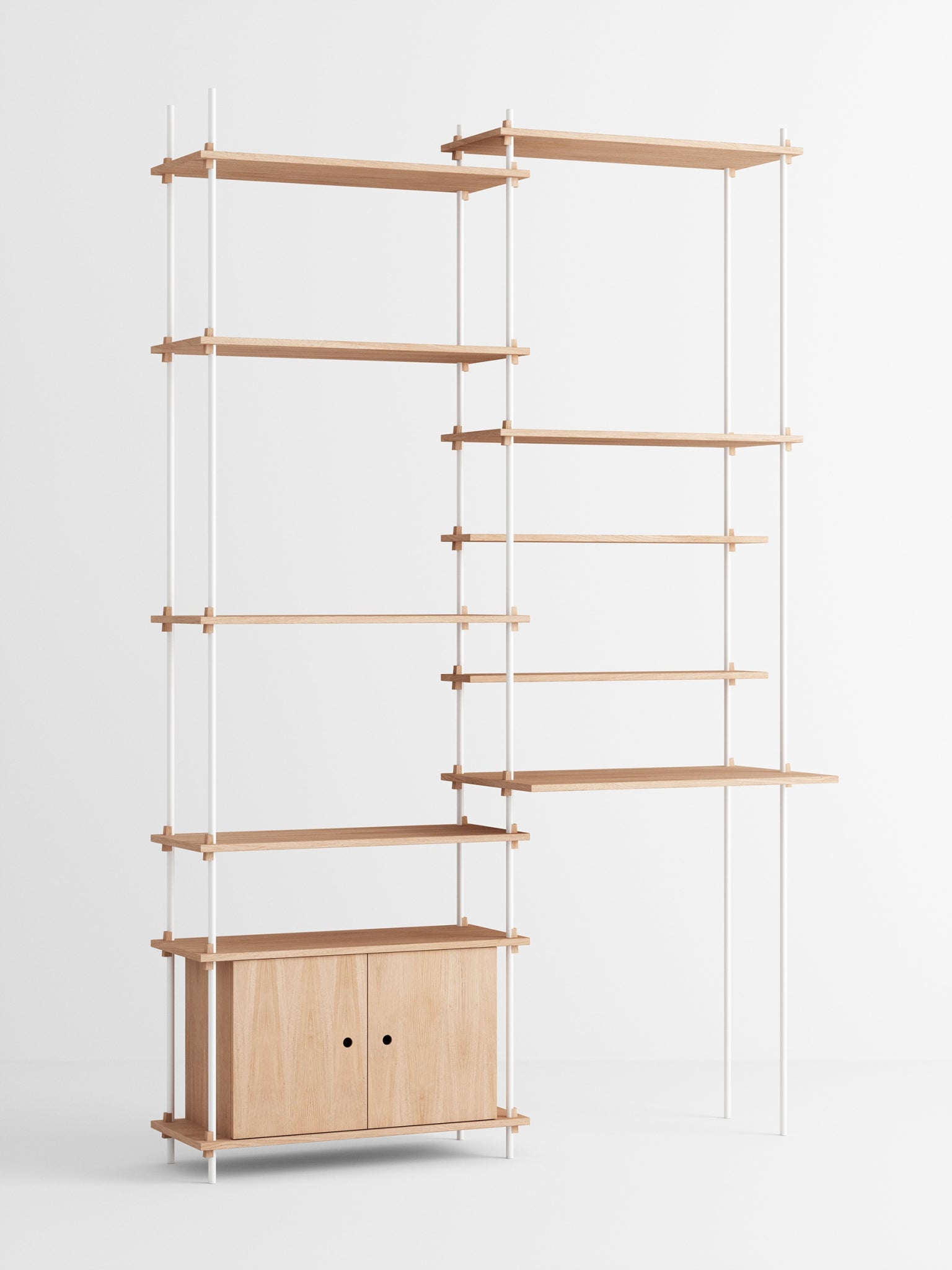 Moebe Shelving Set S.255.2.f, Oak Shelves, White Legs (fsc Mix Credit)