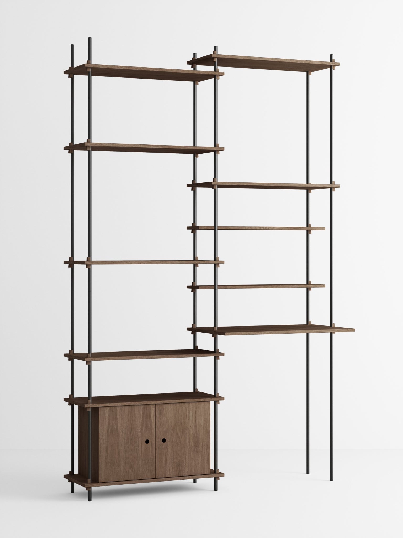 Moebe Shelving Set S.255.2.f, Smoked Oak Shelves, Black Legs (fsc Mix Credit)