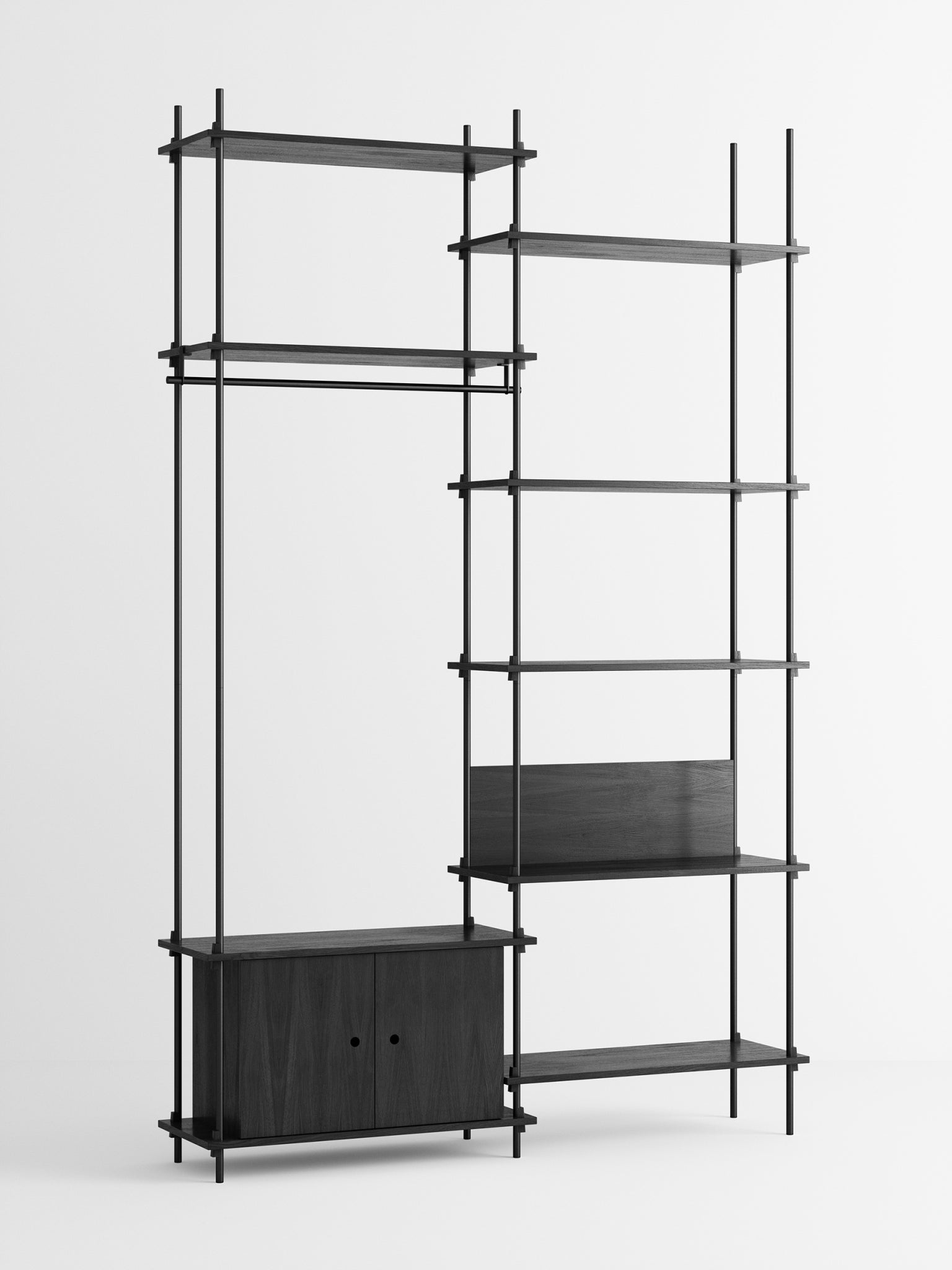 Moebe Shelving Set S.255.2.g, Black Shelves, Black Legs (fsc Mix Credit)