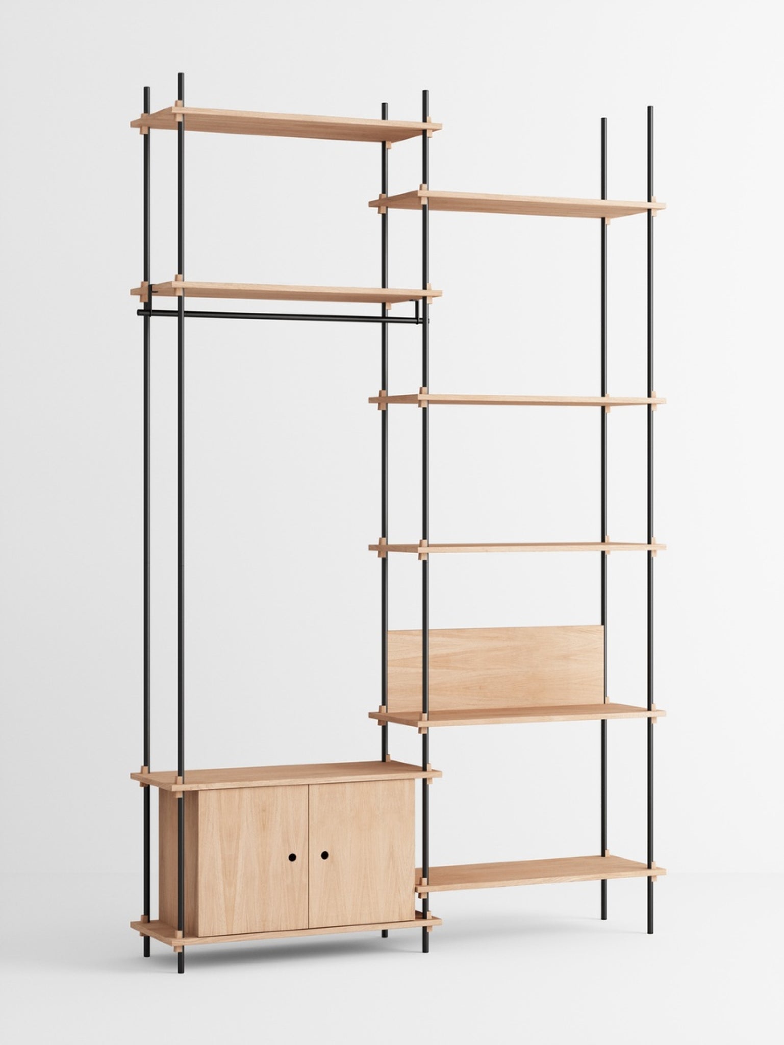 Moebe Shelving Set S.255.2.g, Oak Shelves, Black Legs (fsc Mix Credit)