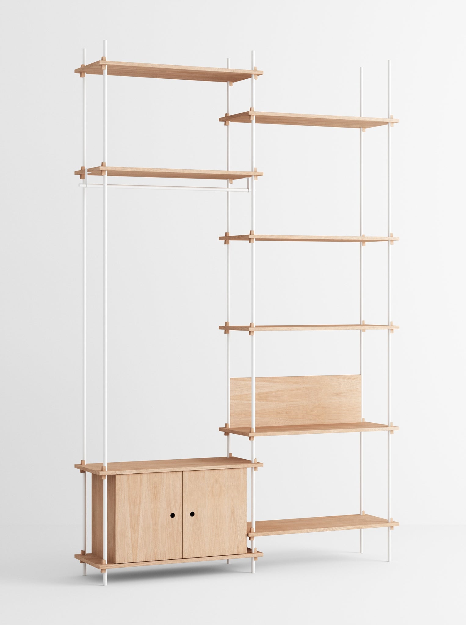Moebe Shelving Set S.255.2.g, Oak Shelves, White Legs (fsc Mix Credit)