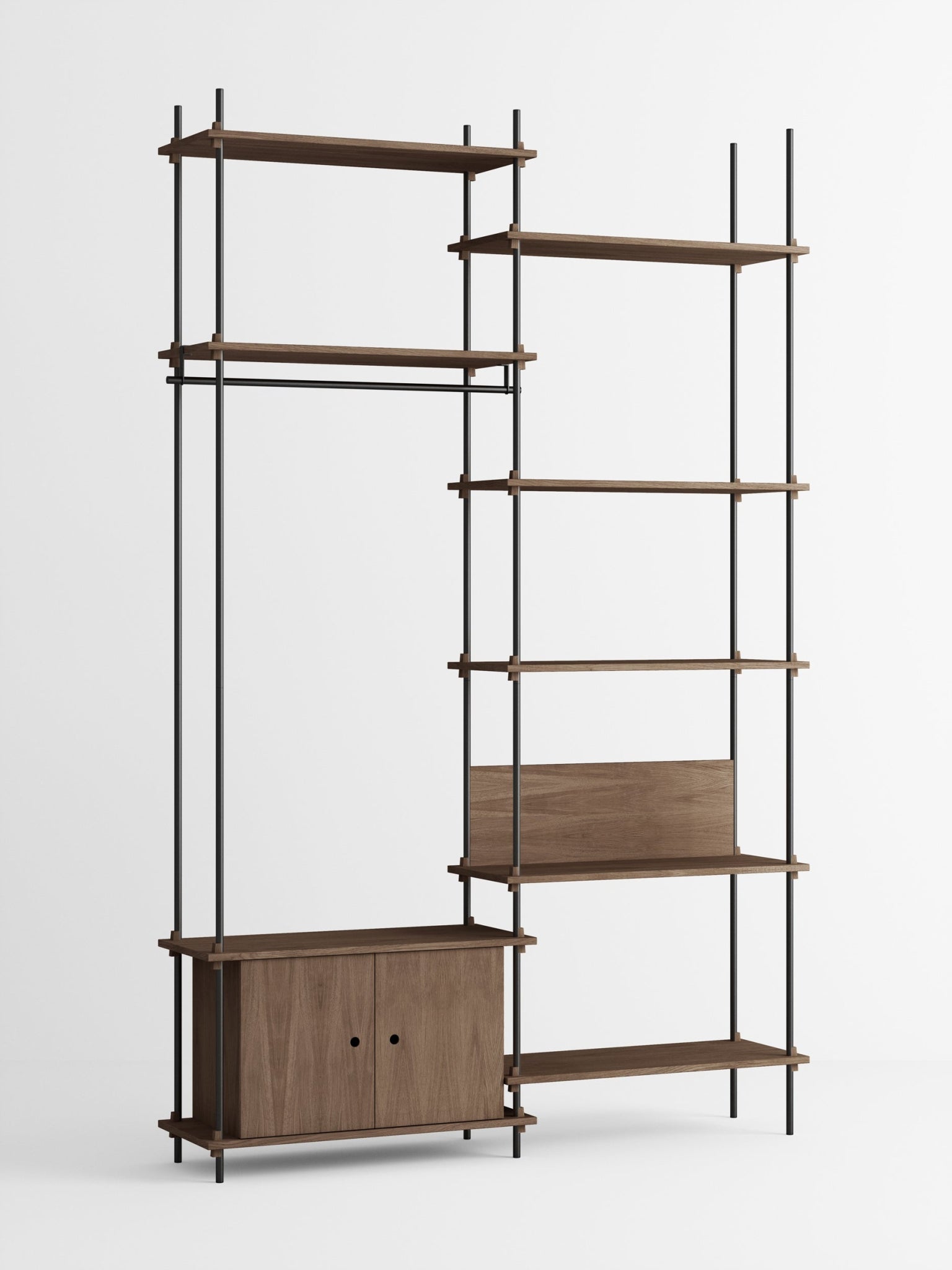 Moebe Shelving Set S.255.2.g, Smoked Oak Shelves, Black Legs (fsc Mix Credit)