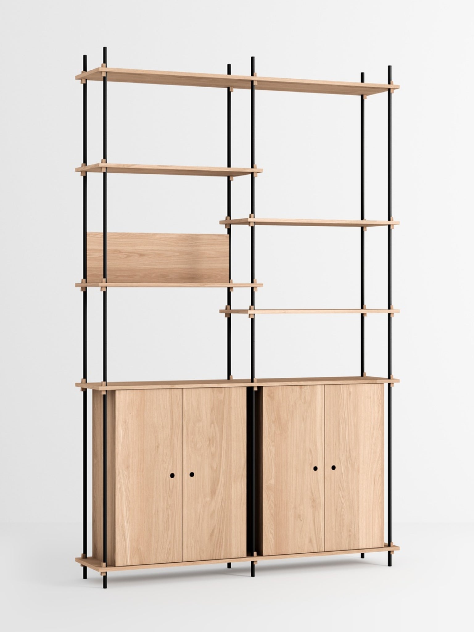 Moebe Shelving Set S.255.2.h, Oak Shelves, Black Legs (fsc Mix Credit)