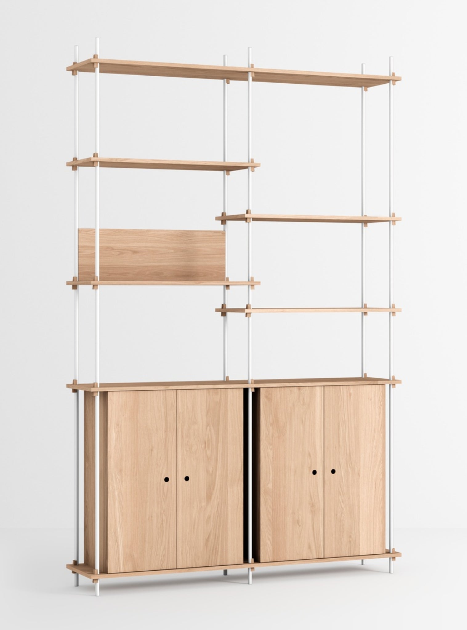 Moebe Shelving Set S.255.2.h, Oak Shelves, White Legs (fsc Mix Credit)
