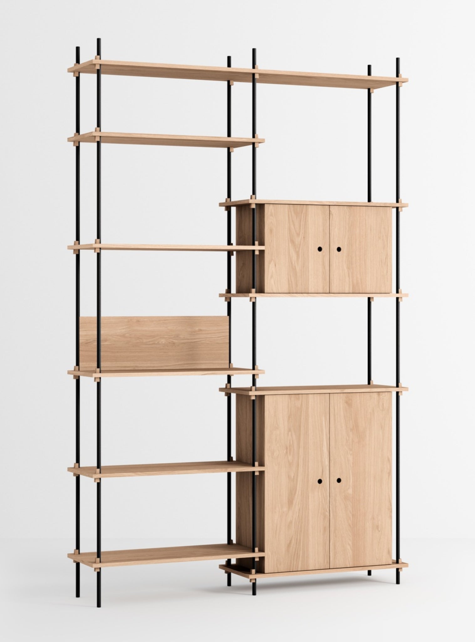 Moebe Shelving Set S.255.2.i, Oak Shelves, Black Legs (fsc Mix Credit)