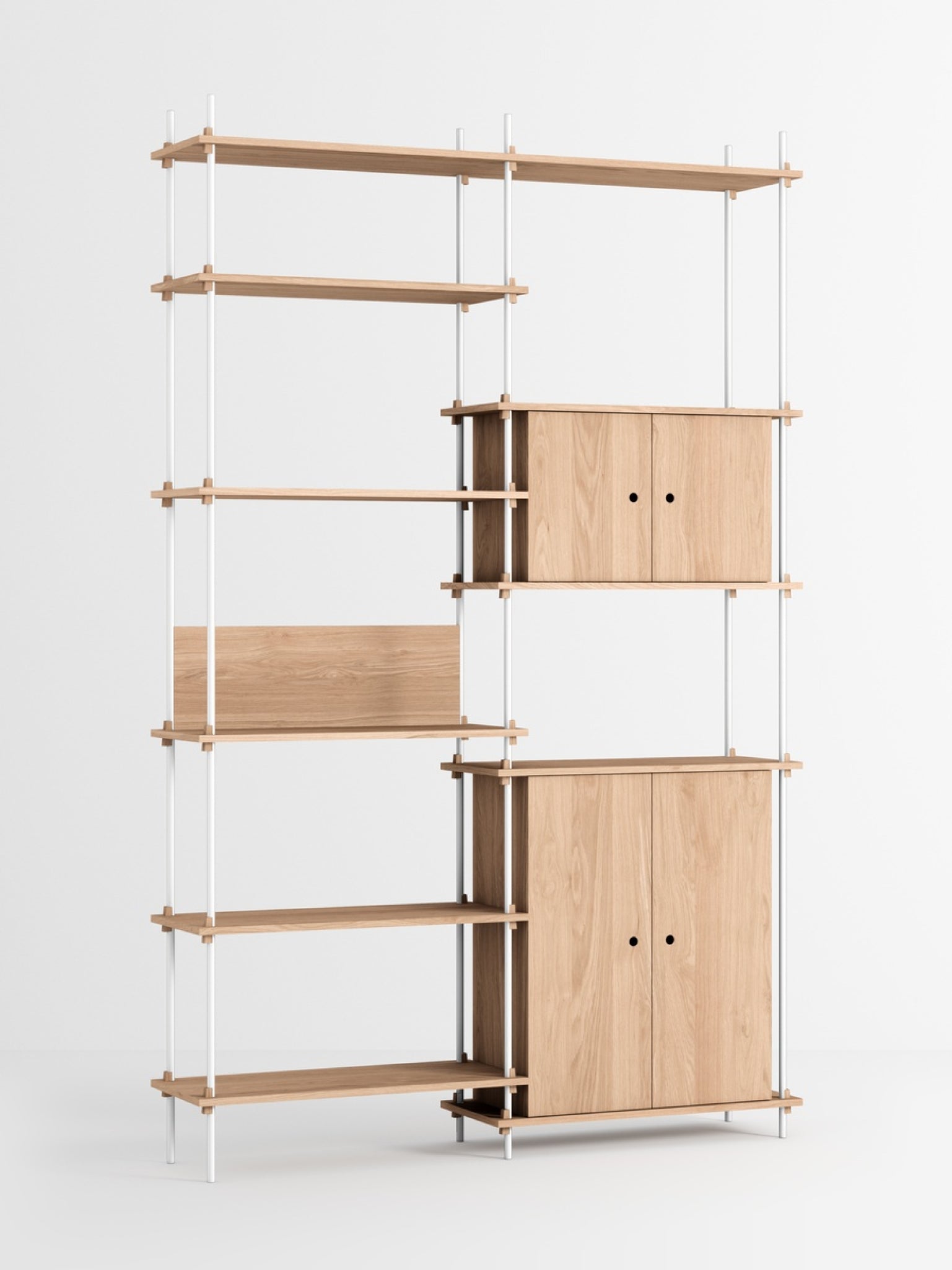 Moebe Shelving Set S.255.2.i, Oak Shelves, White Legs (fsc Mix Credit)