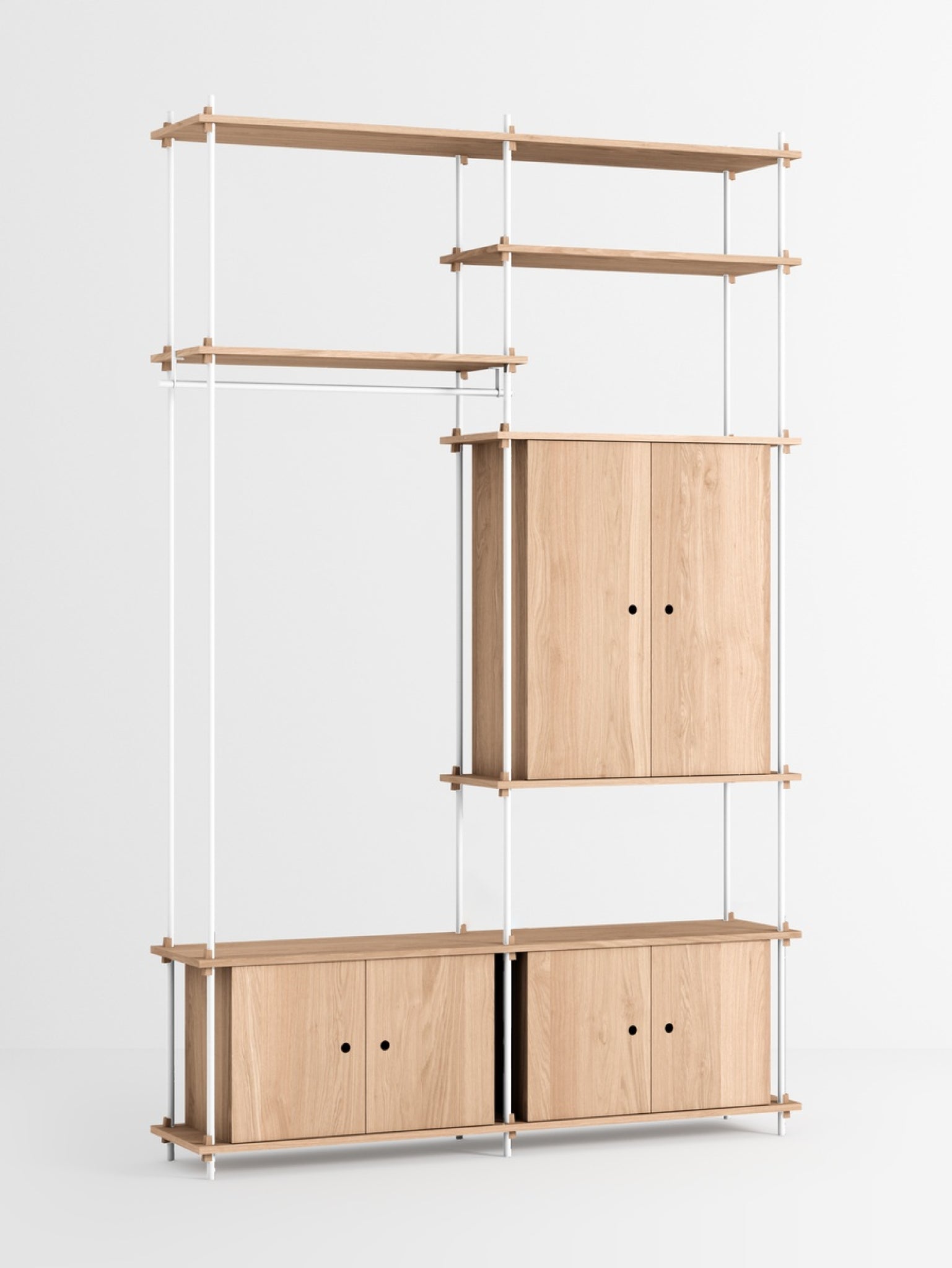 Moebe Shelving Set S.255.2.j, Oak Shelves, White Legs (fsc Mix Credit)