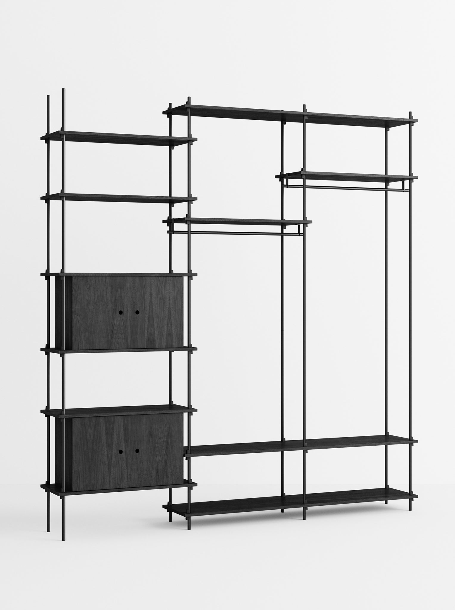 Moebe Shelving Set S.255.3.c, Black Shelves, Black Legs (fsc Mix Credit)