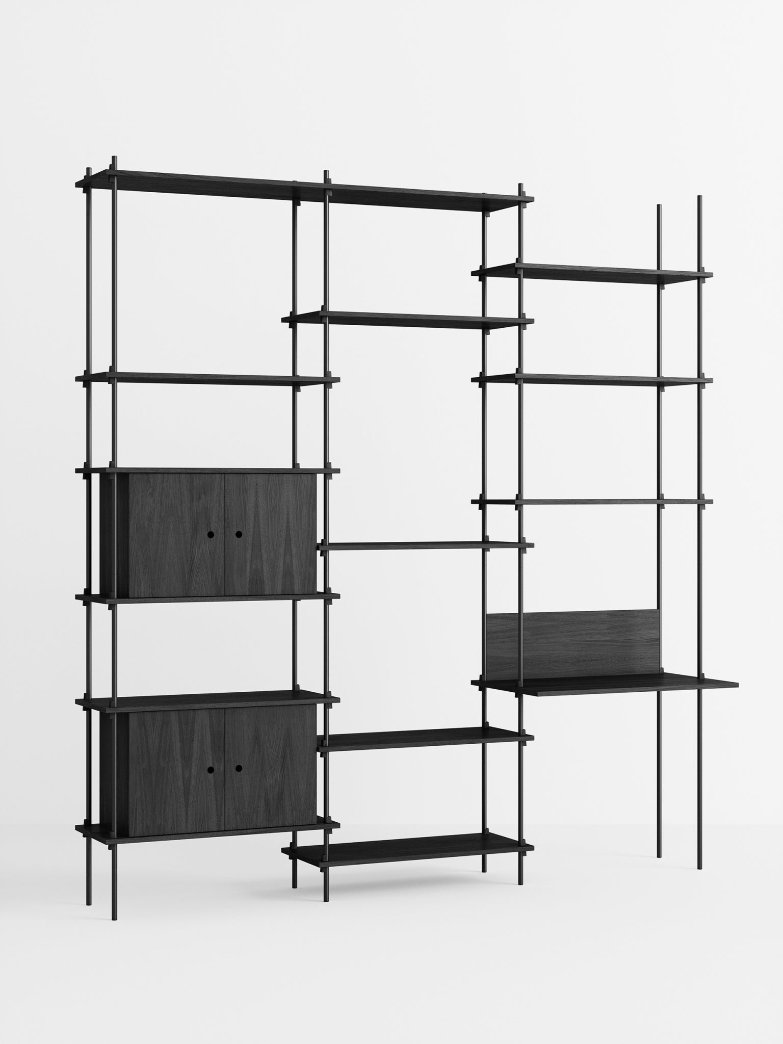 Moebe Shelving Set S.255.3.d, Black Shelves, Black Legs (fsc Mix Credit)