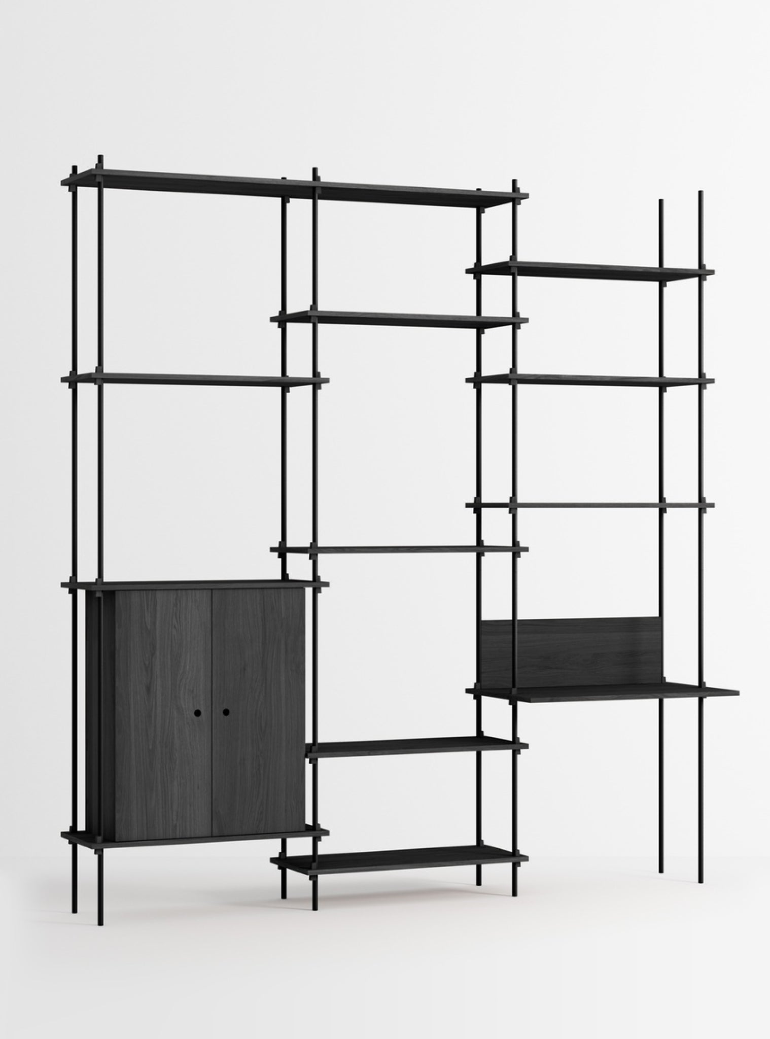 Moebe Shelving Set S.255.3.e, Black Shelves, Black Legs (fsc Mix Credit)