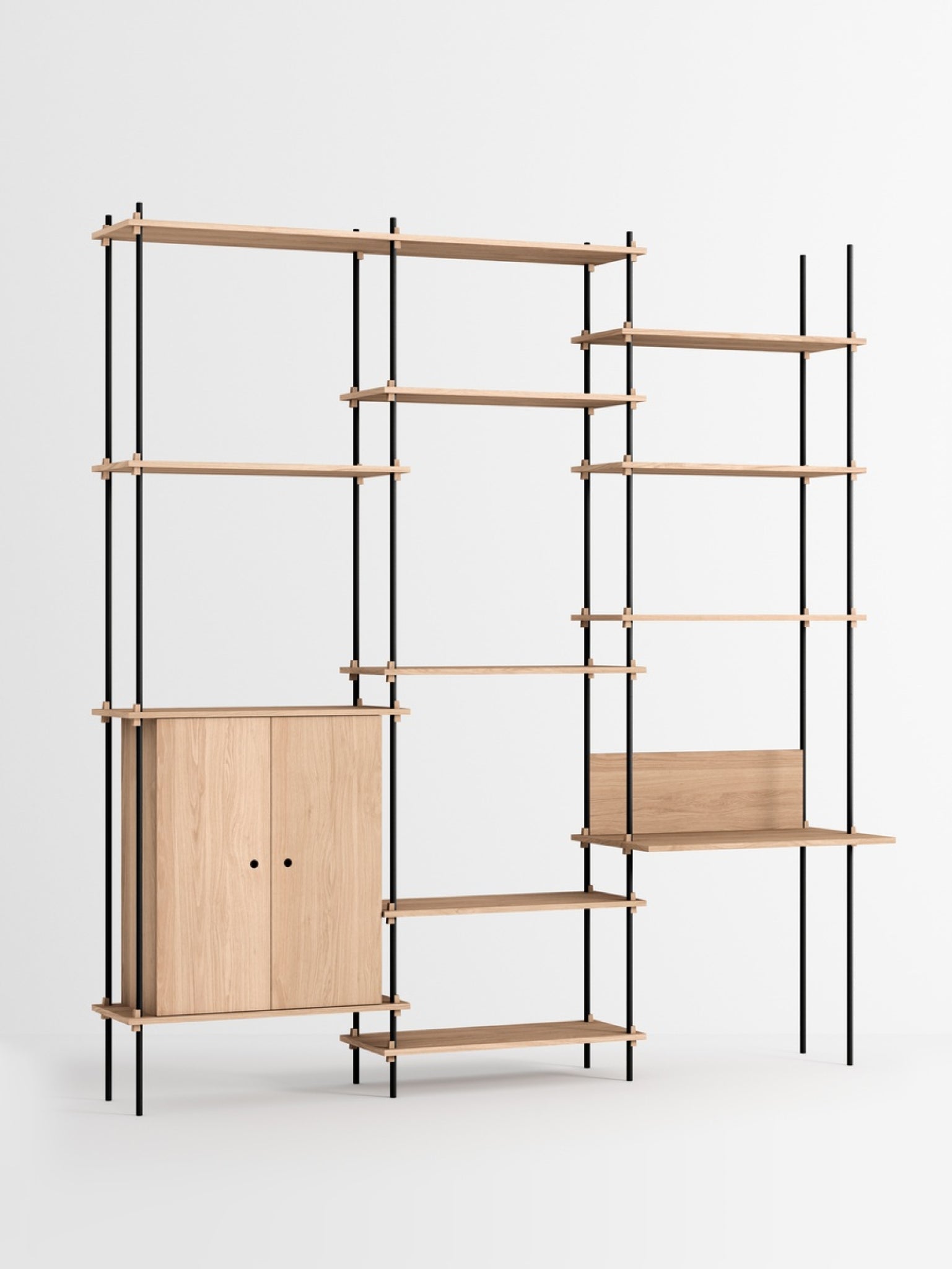 Moebe Shelving Set S.255.3.e, Oak Shelves, Black Legs (fsc Mix Credit)