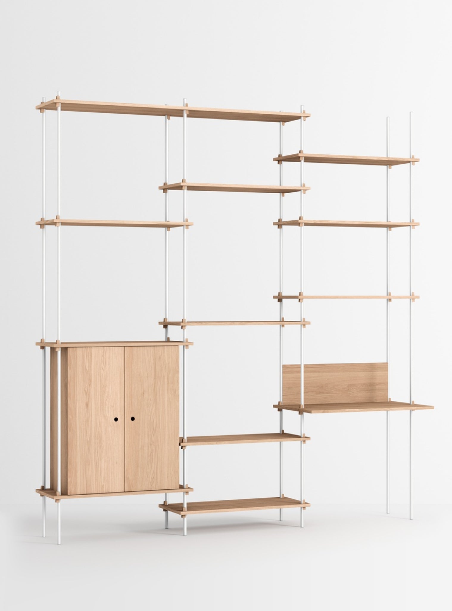 Moebe Shelving Set S.255.3.e, Oak Shelves, White Legs (fsc Mix Credit)