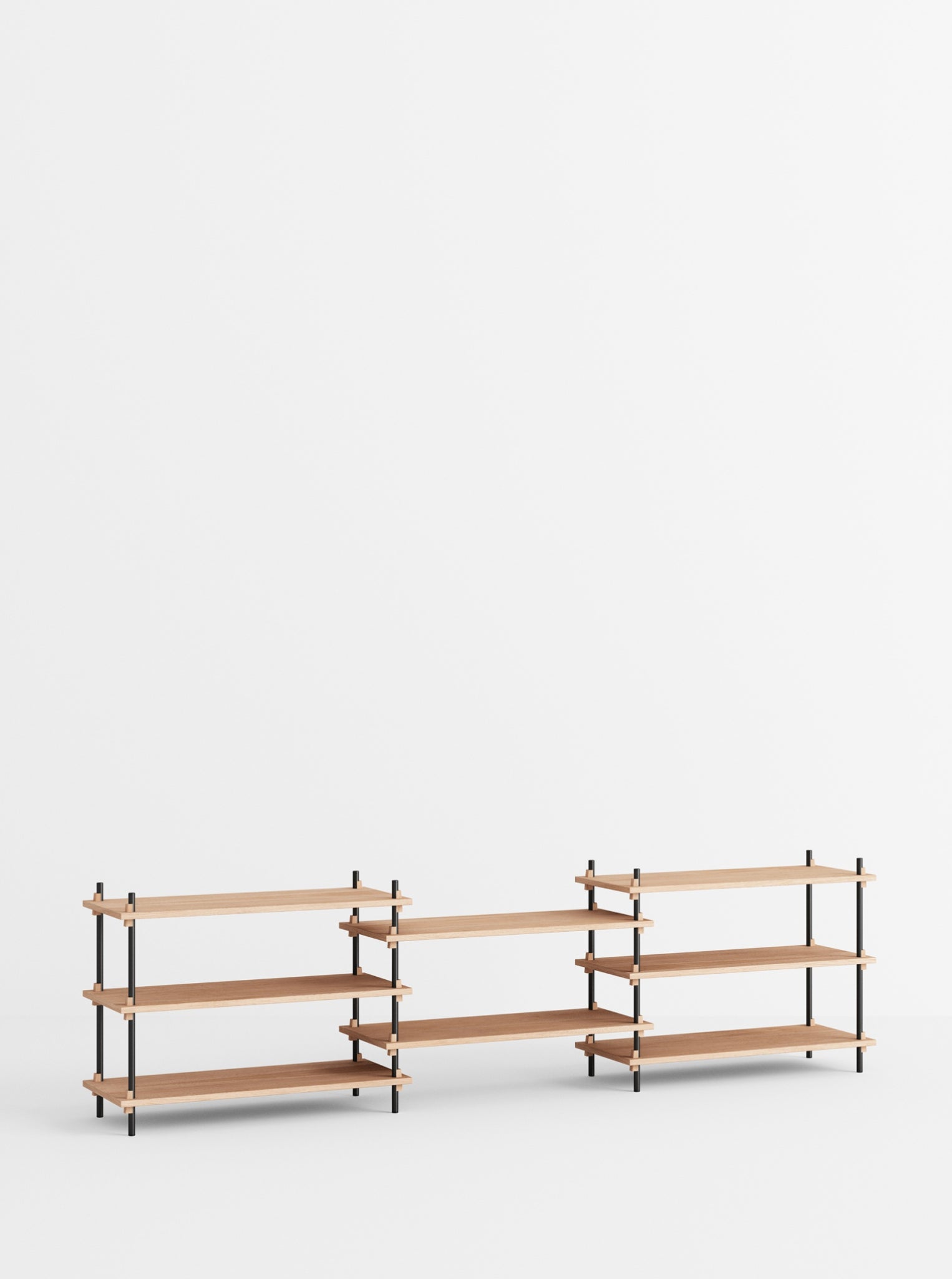 Moebe Shelving Set S.65.3.a, Oak Shelves, Black Legs (fsc Mix Credit)
