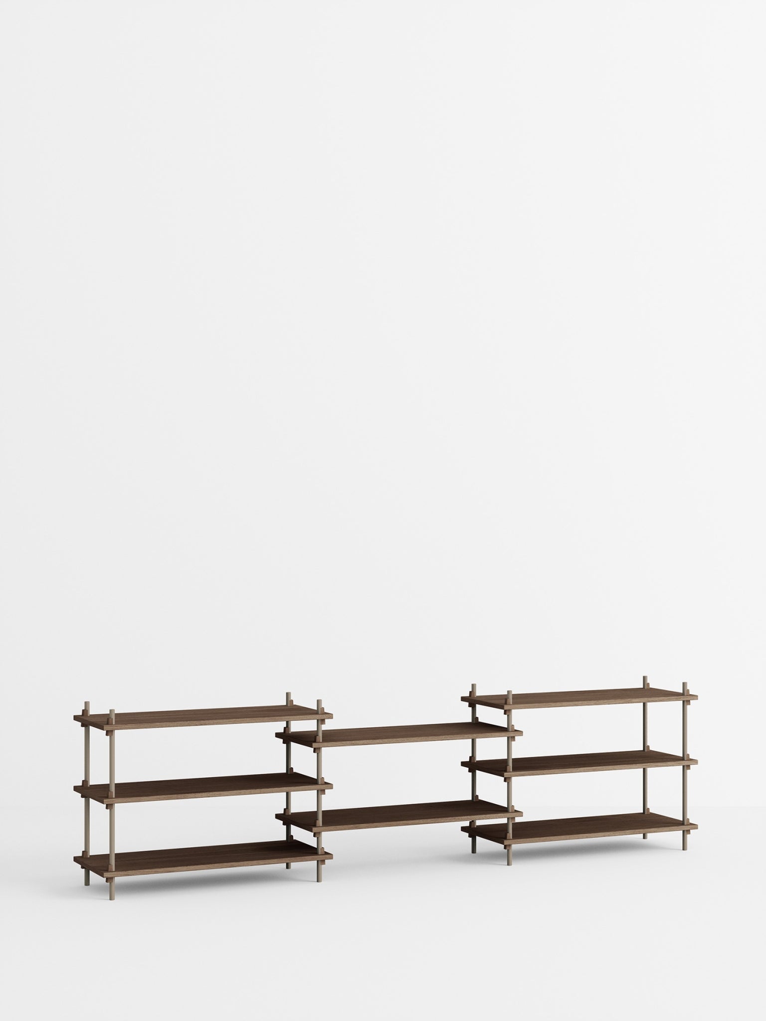 Moebe Shelving Set S.65.3.a, Smoked Oak Shelves, Warm Grey Legs (fsc Mix Credit)