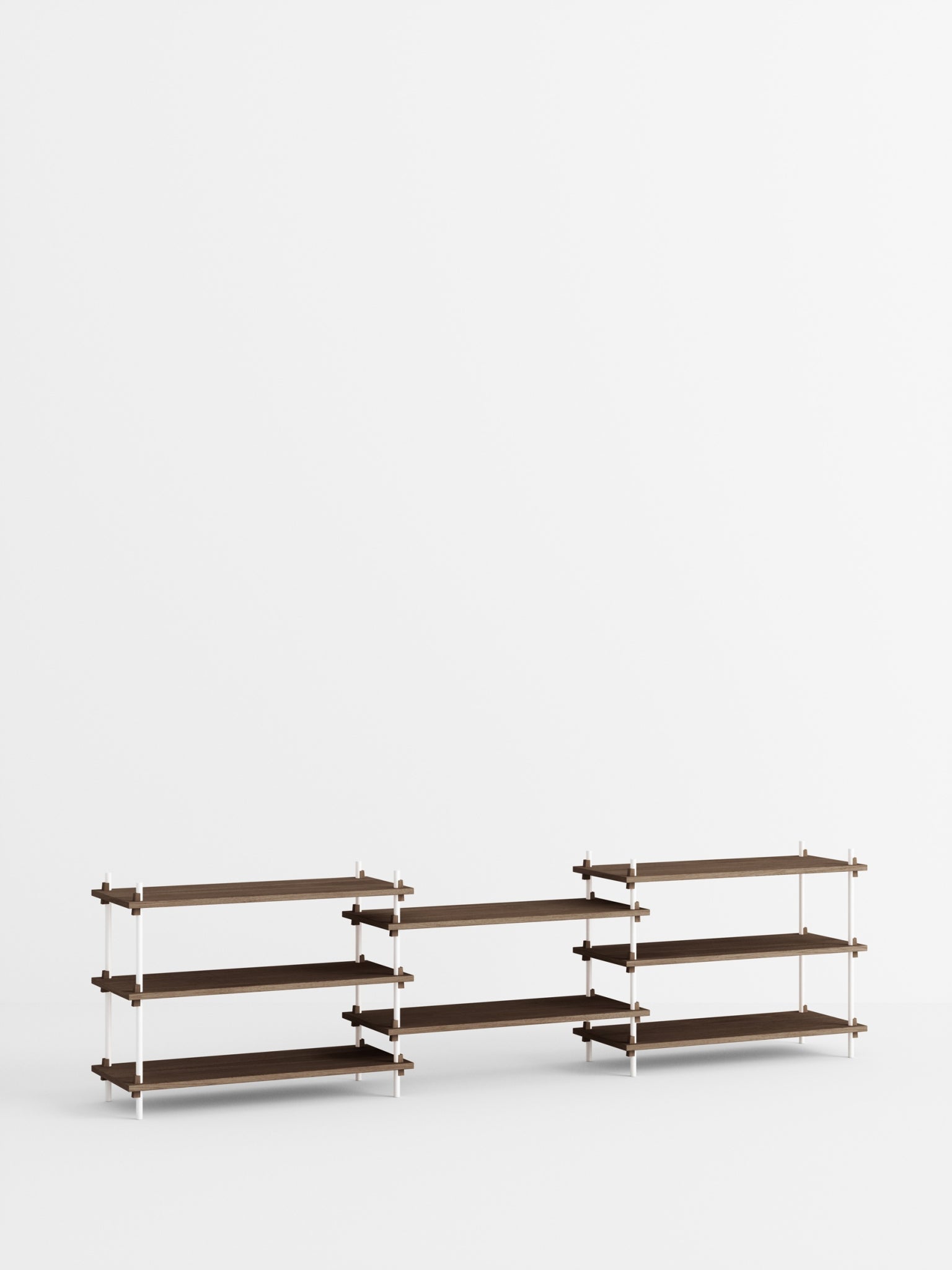 Moebe Shelving Set S.65.3.a, Smoked Oak Shelves, White Legs (fsc Mix Credit)