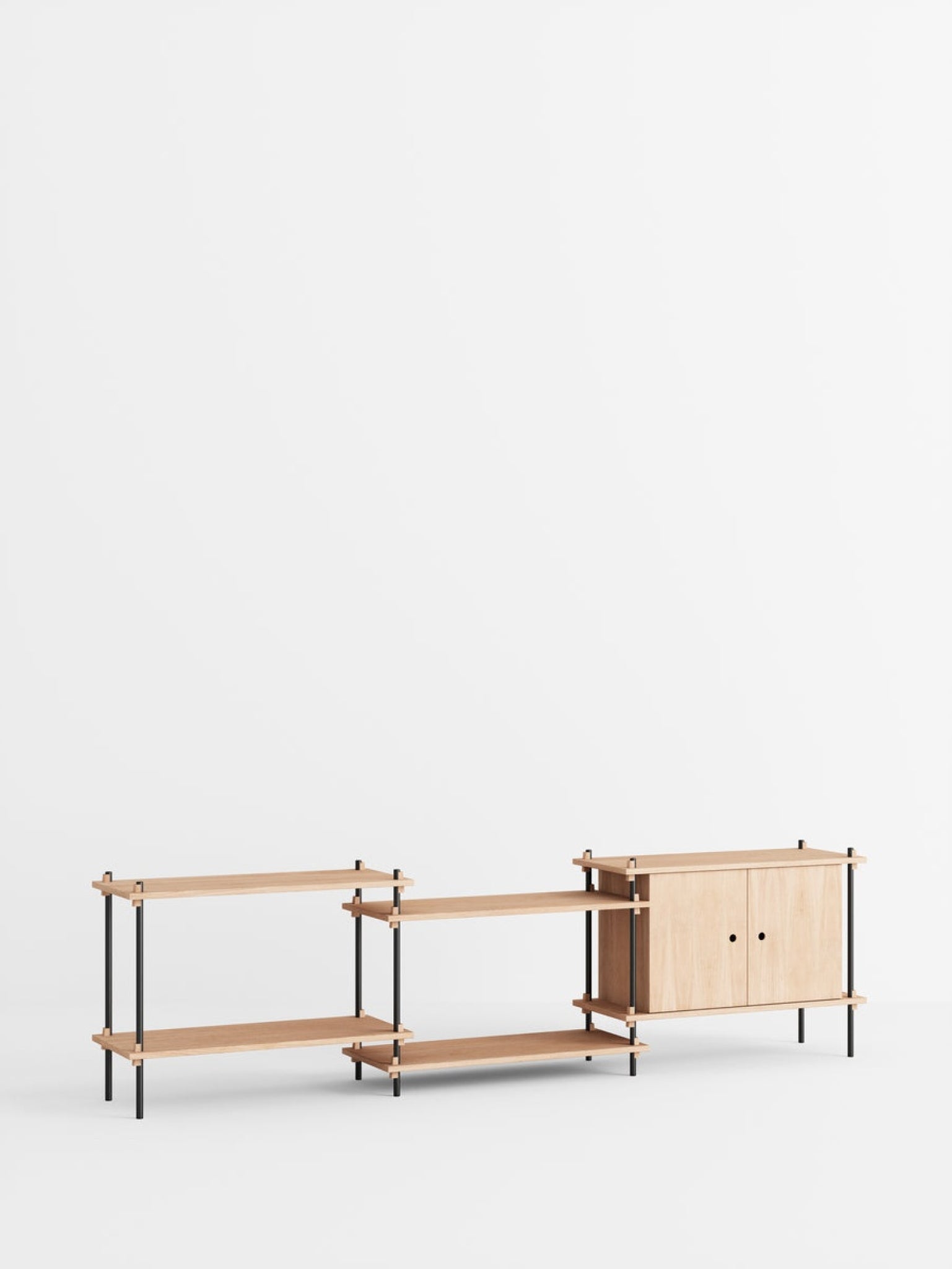 Moebe Shelving Set S.65.3.b, Oak Shelves, Black Legs (fsc Mix Credit)