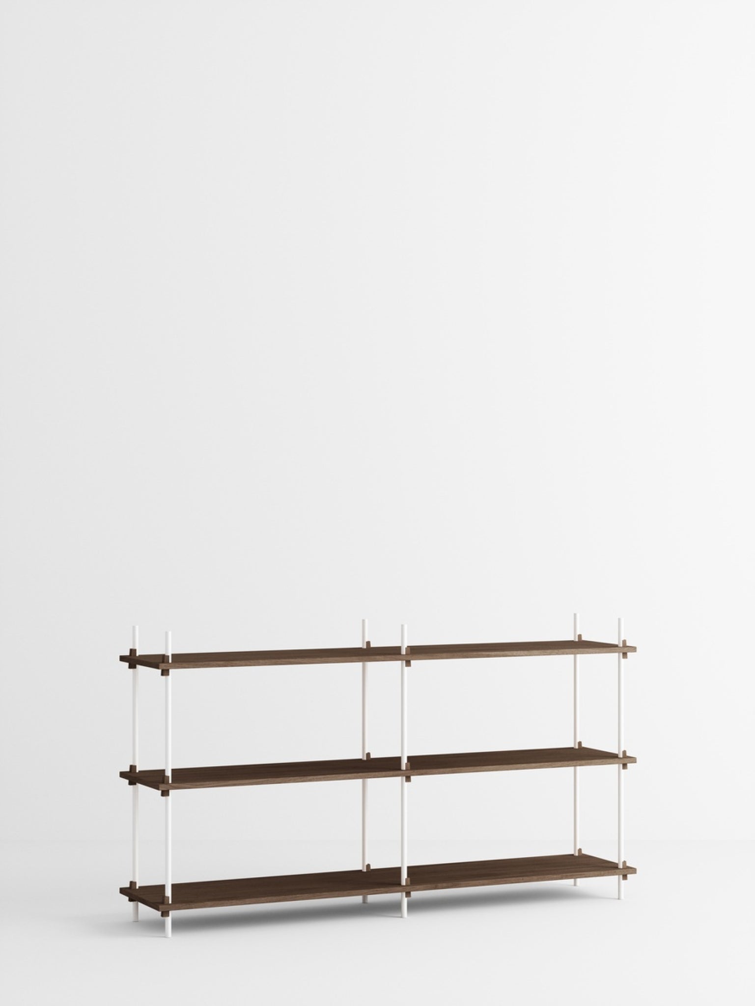 Moebe Shelving Set S.85.2.b, Smoked Oak Shelves, White Legs (fsc Mix Credit)