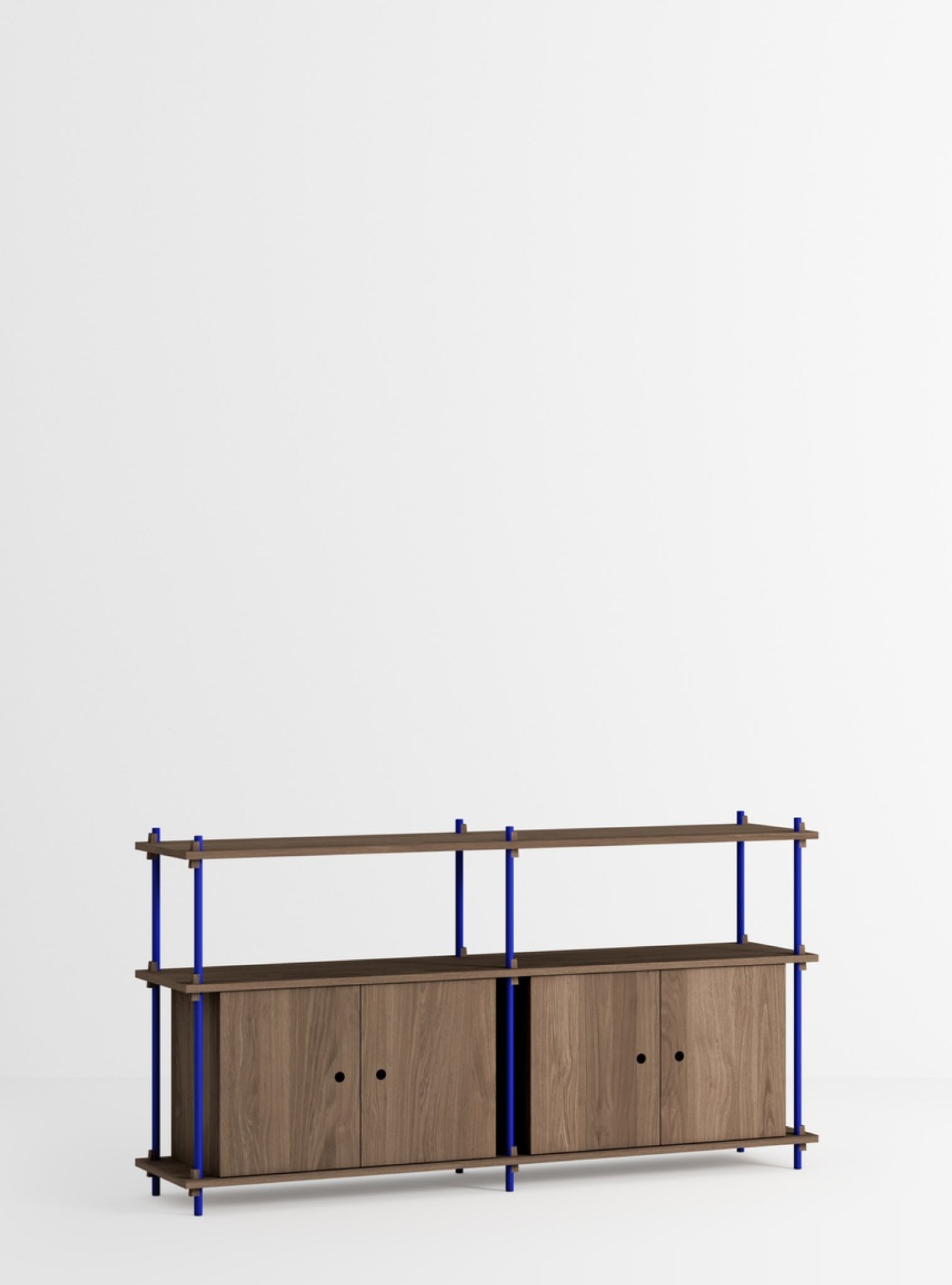 Moebe Shelving Set S.85.2.d, Smoked Oak Shelves, Deep Blue Legs (fsc Mix Credit)