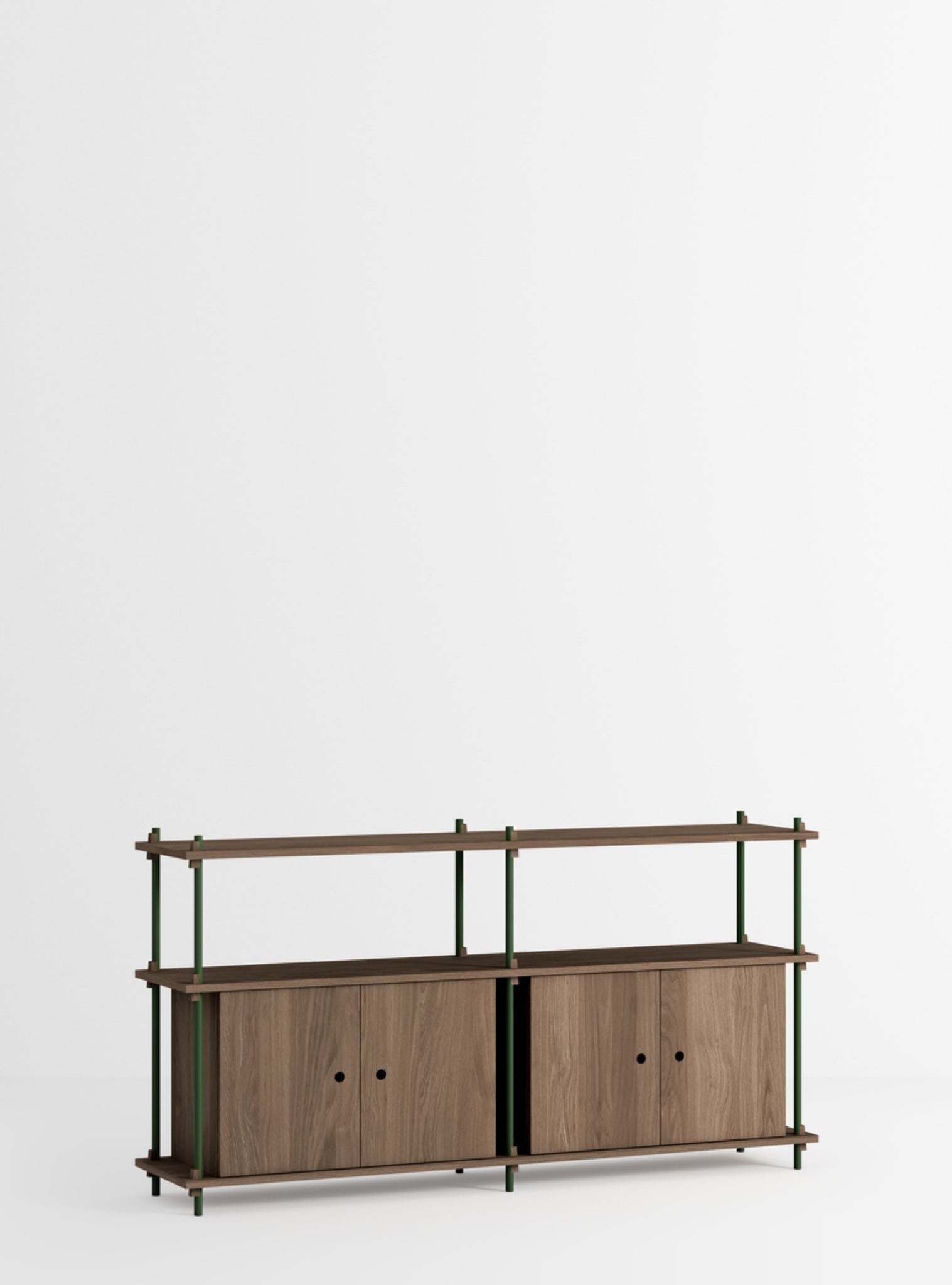 Moebe Shelving Set S.85.2.d, Smoked Oak Shelves, Pine Green Legs (fsc Mix Credit)