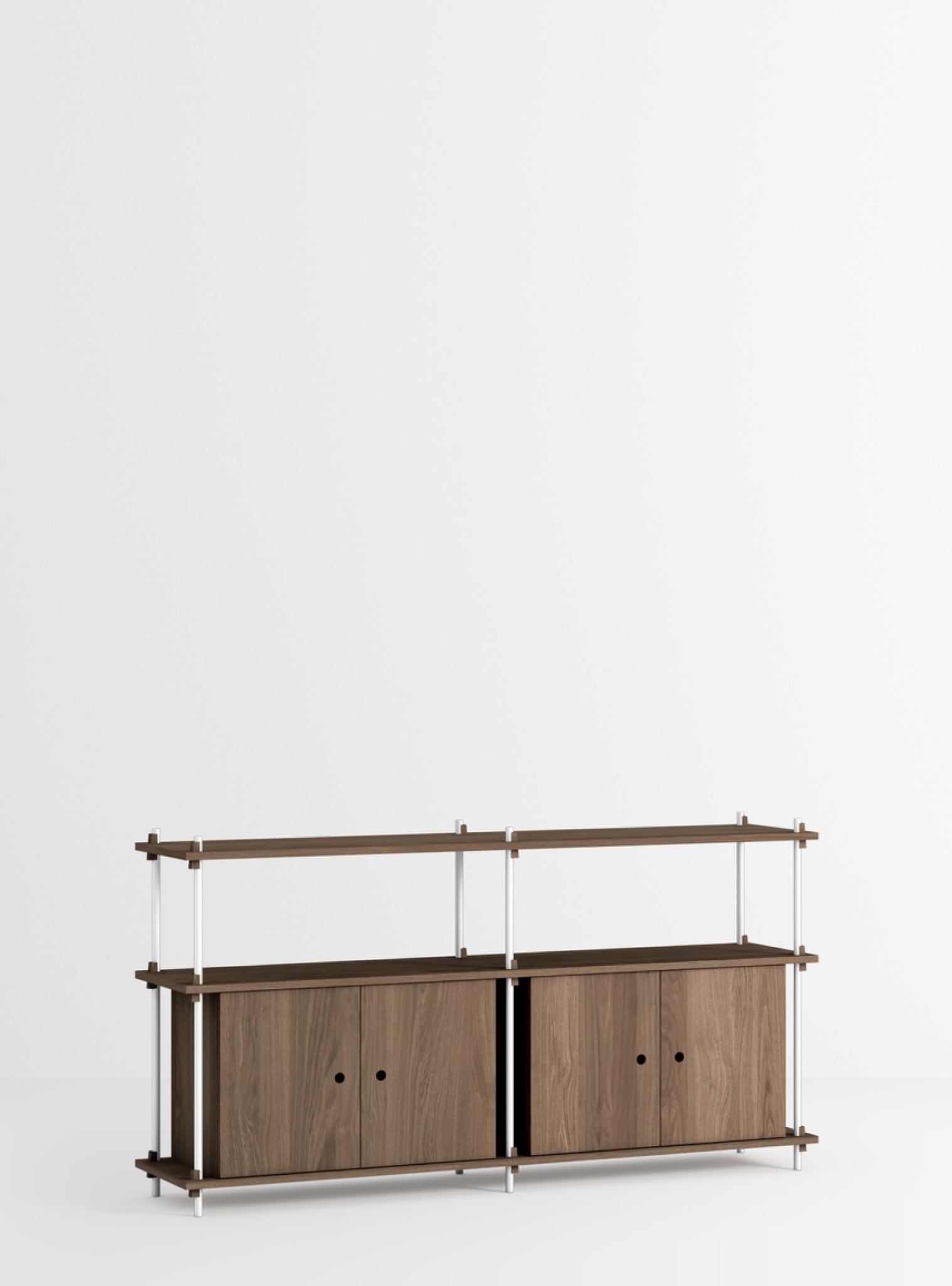 Moebe Shelving Set S.85.2.d, Smoked Oak Shelves, White Legs (fsc Mix Credit)