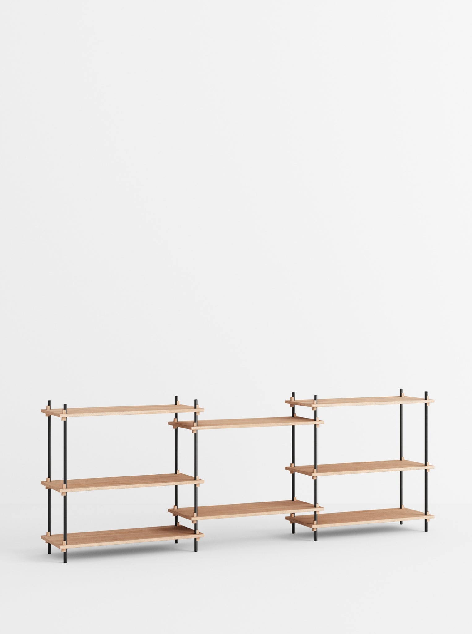 Moebe Shelving Set S.85.3.a, Oak Shelves, Black Legs (fsc Mix Credit)