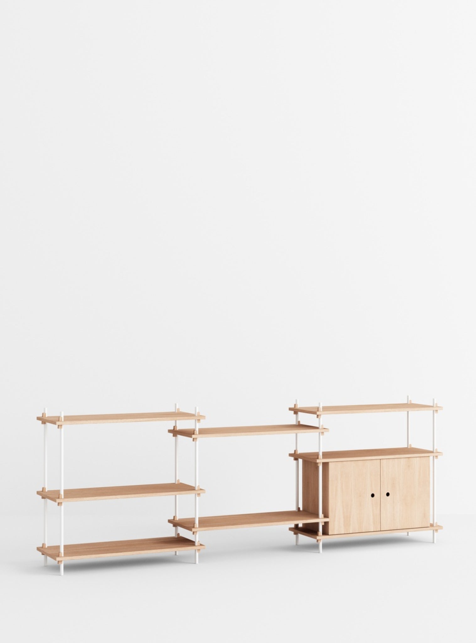 Moebe Shelving Set S.85.3.b, Oak Shelves, White Legs (fsc Mix Credit)