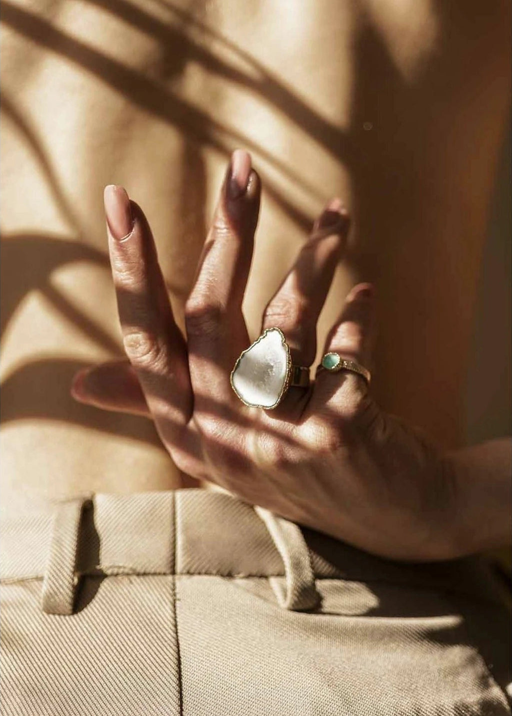 Vincent Asger Ring White Geode Gold Plated