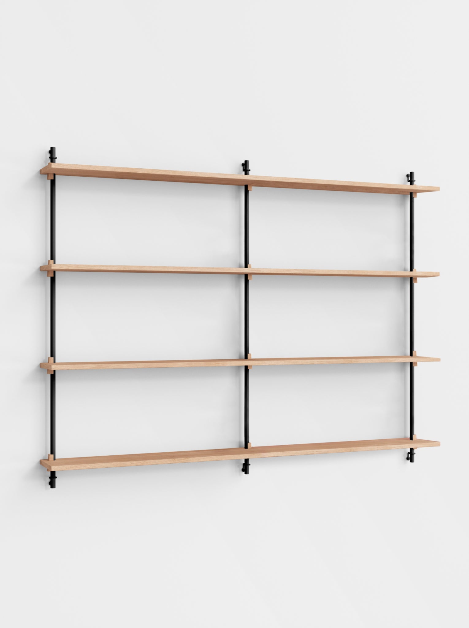 Moebe Wall Shelving Set Ws.115.2.b, Oak Shelves, Black Legs (fsc Mix Credit)