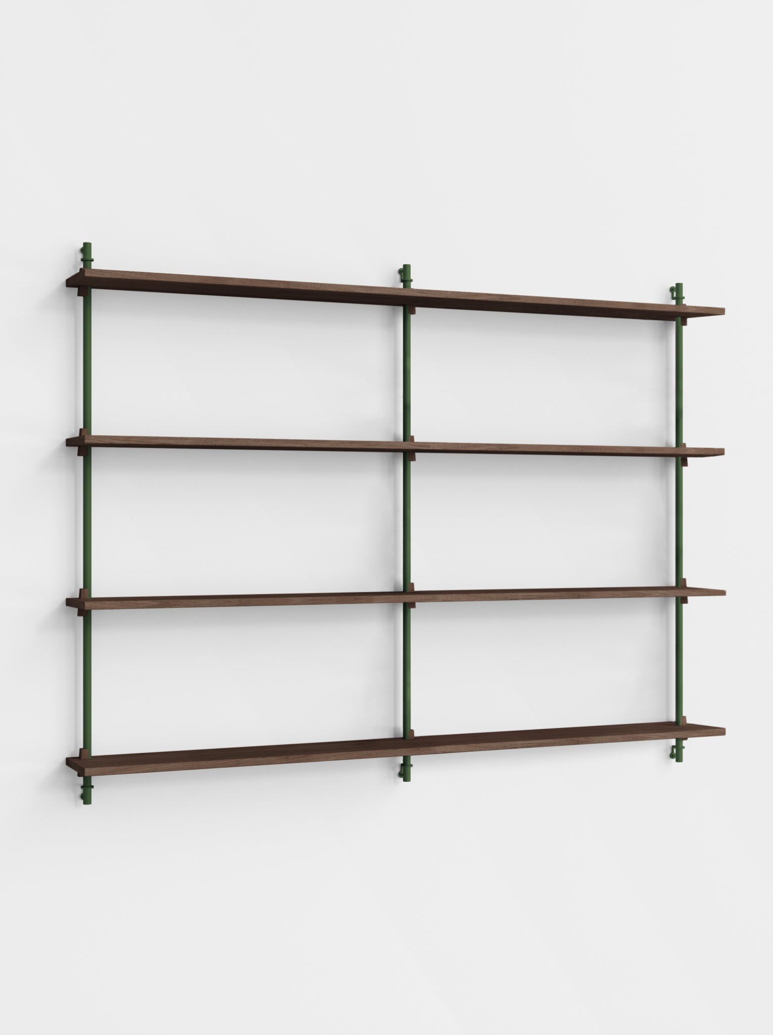 Moebe Wall Shelving Set Ws.115.2.b, Smoked Oak Shelves, Pine Green Legs (fsc Mix Credit)