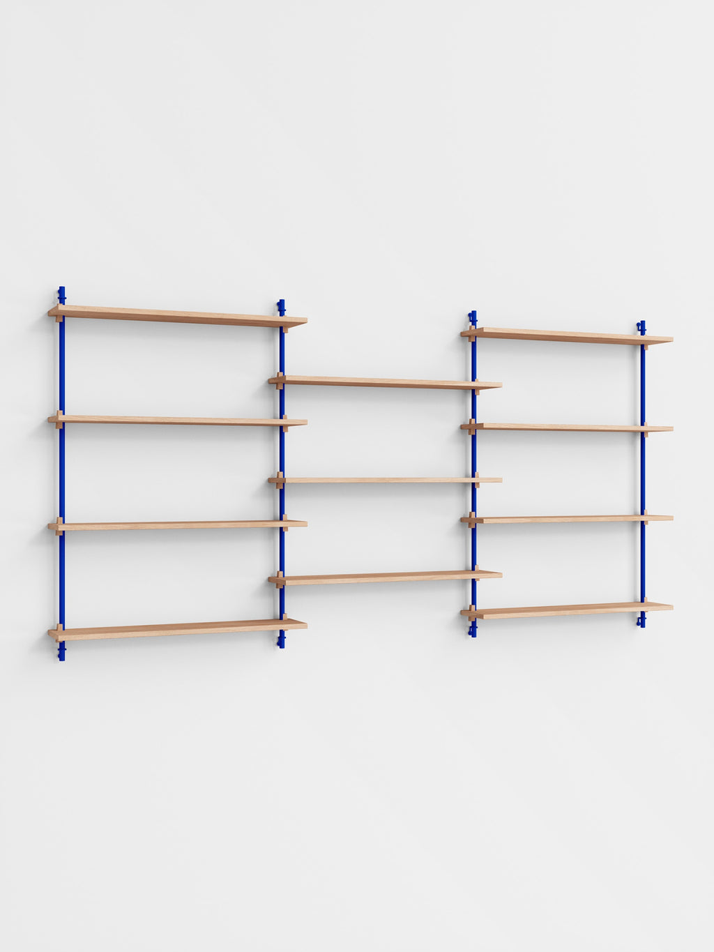Moebe Wall Shelving Set Ws.115.3, Oak Shelves, Deep Blue Legs (fsc Mix Credit)