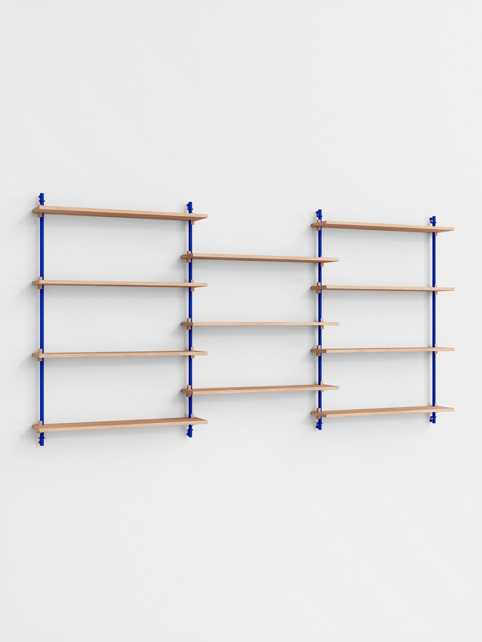 Moebe Wall Shelving Set Ws.115.3, Oak Shelves, Deep Blue Legs (fsc Mix Credit)