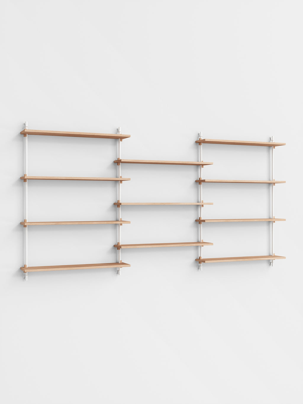 Moebe Wall Shelving Set Ws.115.3, Oak Shelves, White Legs (fsc Mix Credit)